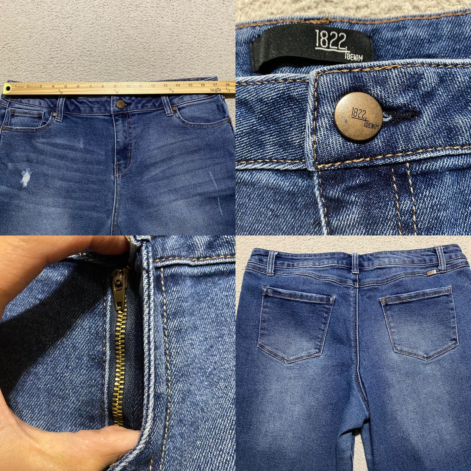 Vintage 1822 Denim Womens 16 Jeans Blue Loose Straight High Rise Raw Hem Distress Size 38" / US 16 / IT 52 - 8 Thumbnail