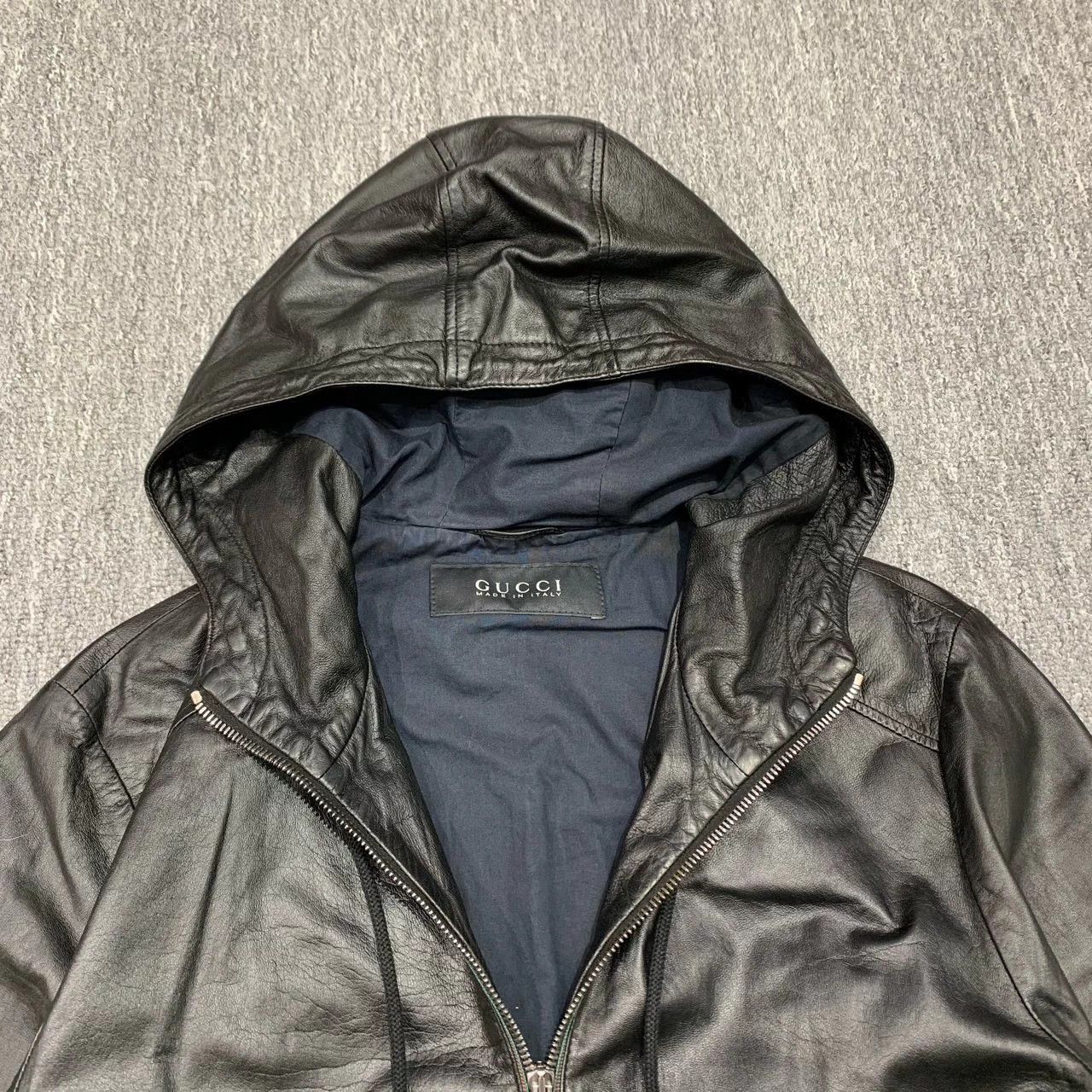Gucci Gucci Black Hooded Leather Jacket 46 95 New Size US S / EU 44-46 / 1 - 9 Thumbnail
