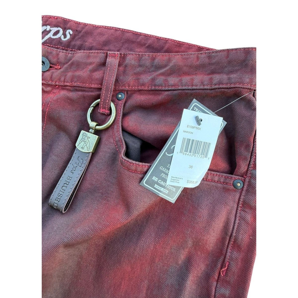 Prps PRPS Barracuda Relaxed Fit Maroon Overdyed Jeans 38 NWT Size US 38 / EU 54 - 5 Thumbnail