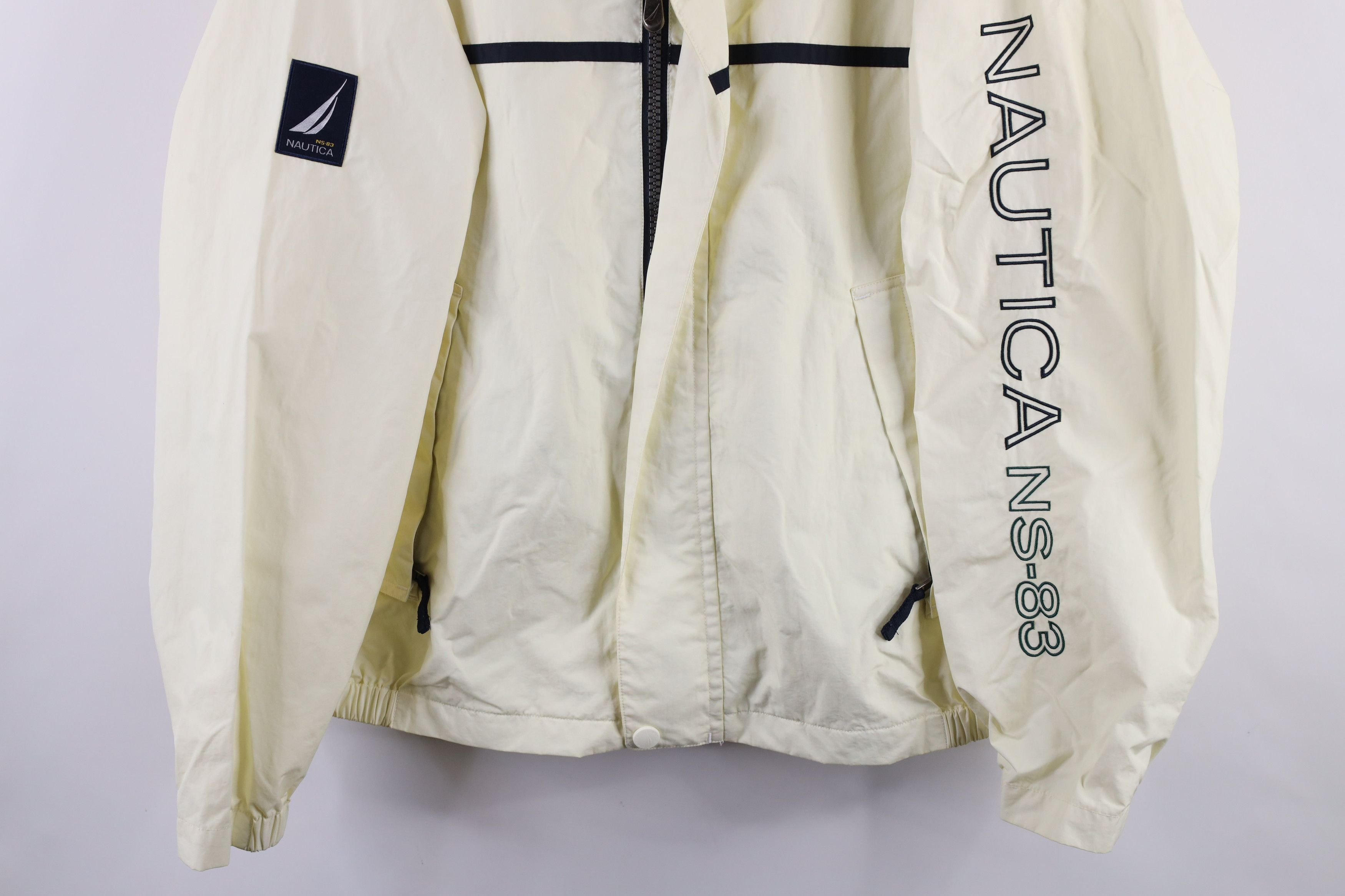 Nautica × Vintage Vintage 90s Nautica Hooded Sailing Windbreaker Jacket Cream Size US L / EU 52-54 / 3 - 3 Thumbnail