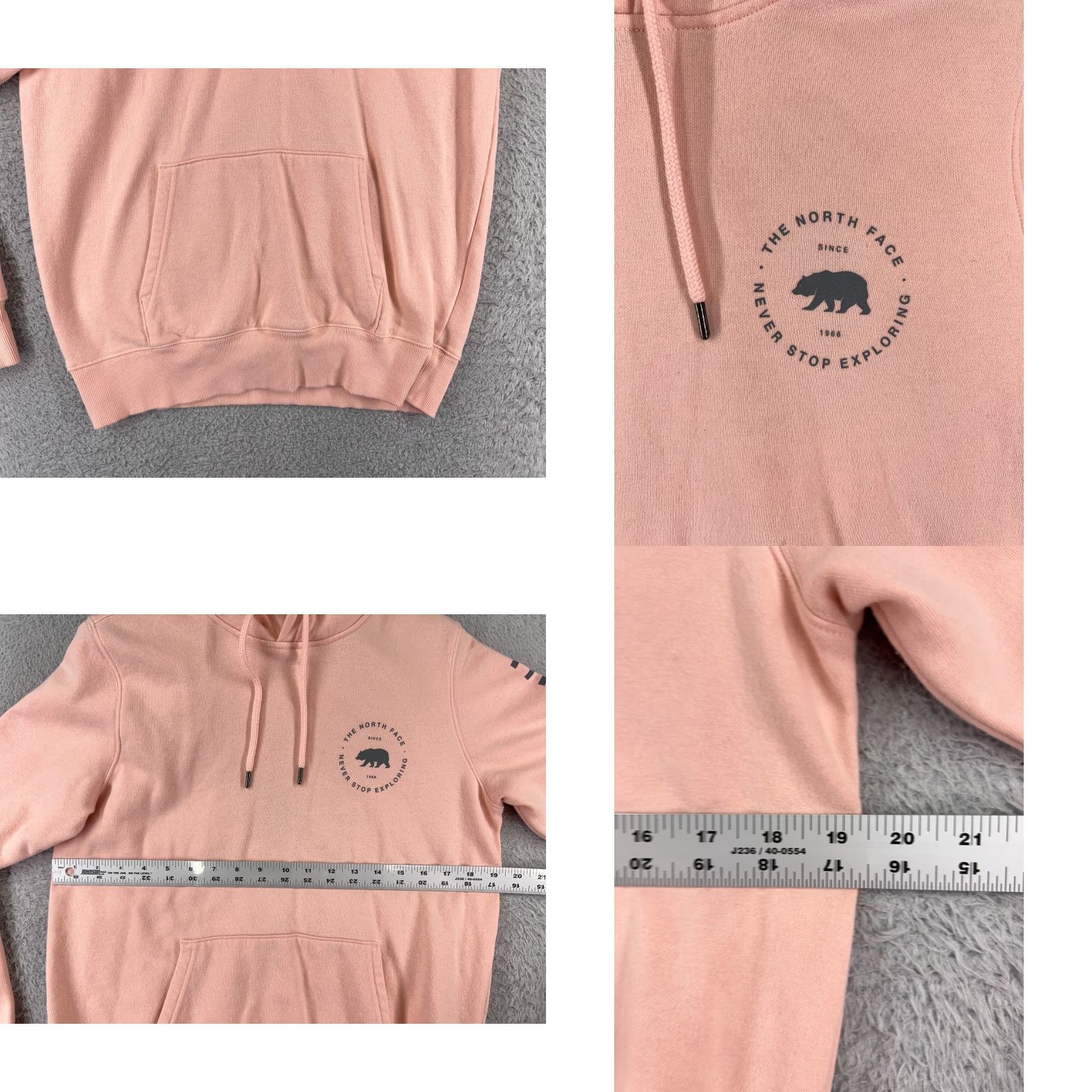 The North Face The North Face Hoodie Women's Small Pink Cotton Blend with Pockets Bear Logo Pullover Lightweight Sweatshirt - Womens S Pink Bear Pattern 90sInspired? Size S / US 4 / IT 40 - 8 Thumbnail