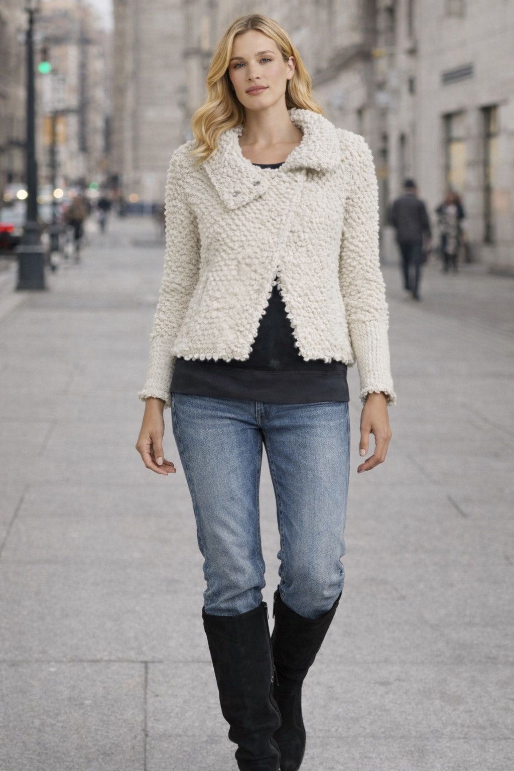 Iro IRO Jacket Sweater Caty Cream Loop Stitched Knit Blazer Sz 6 Size M / US 6-8 / IT 42-44 - 10 Thumbnail