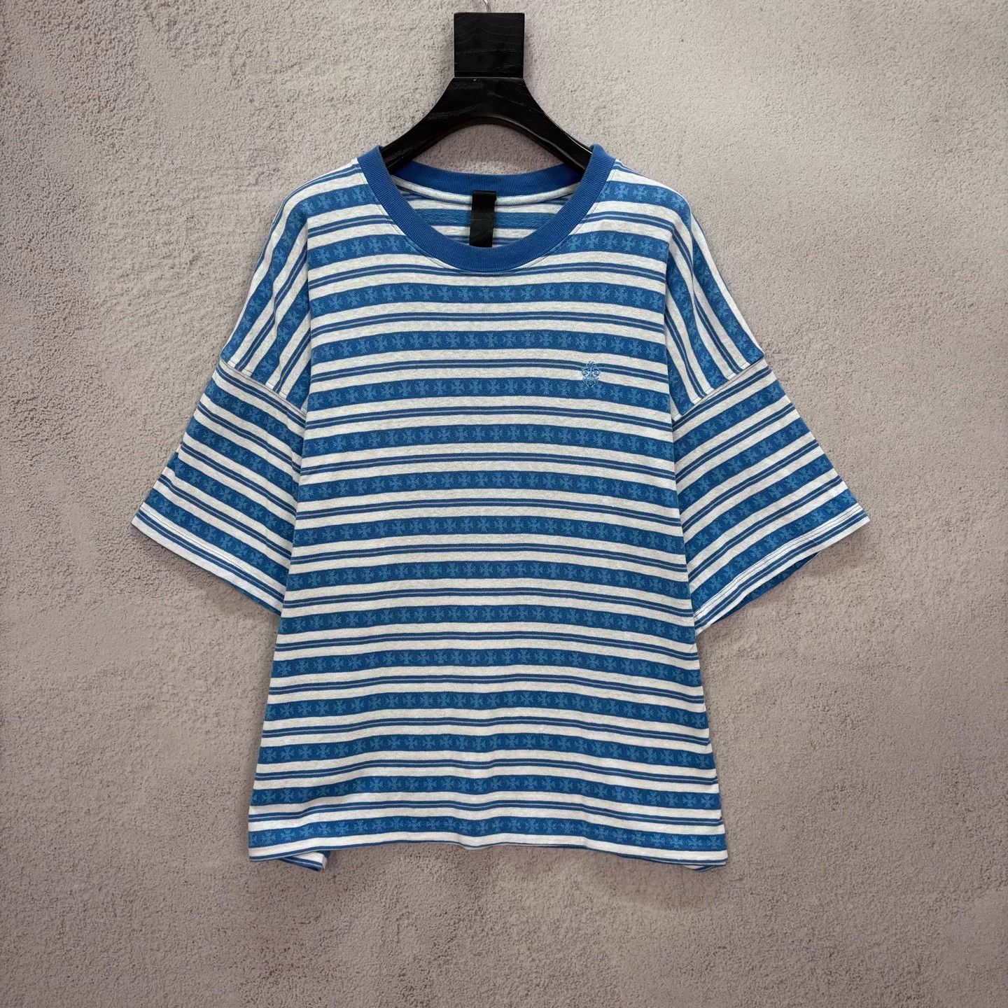 Chrome Hearts White Blue Stripe Cross AOP SS Tee