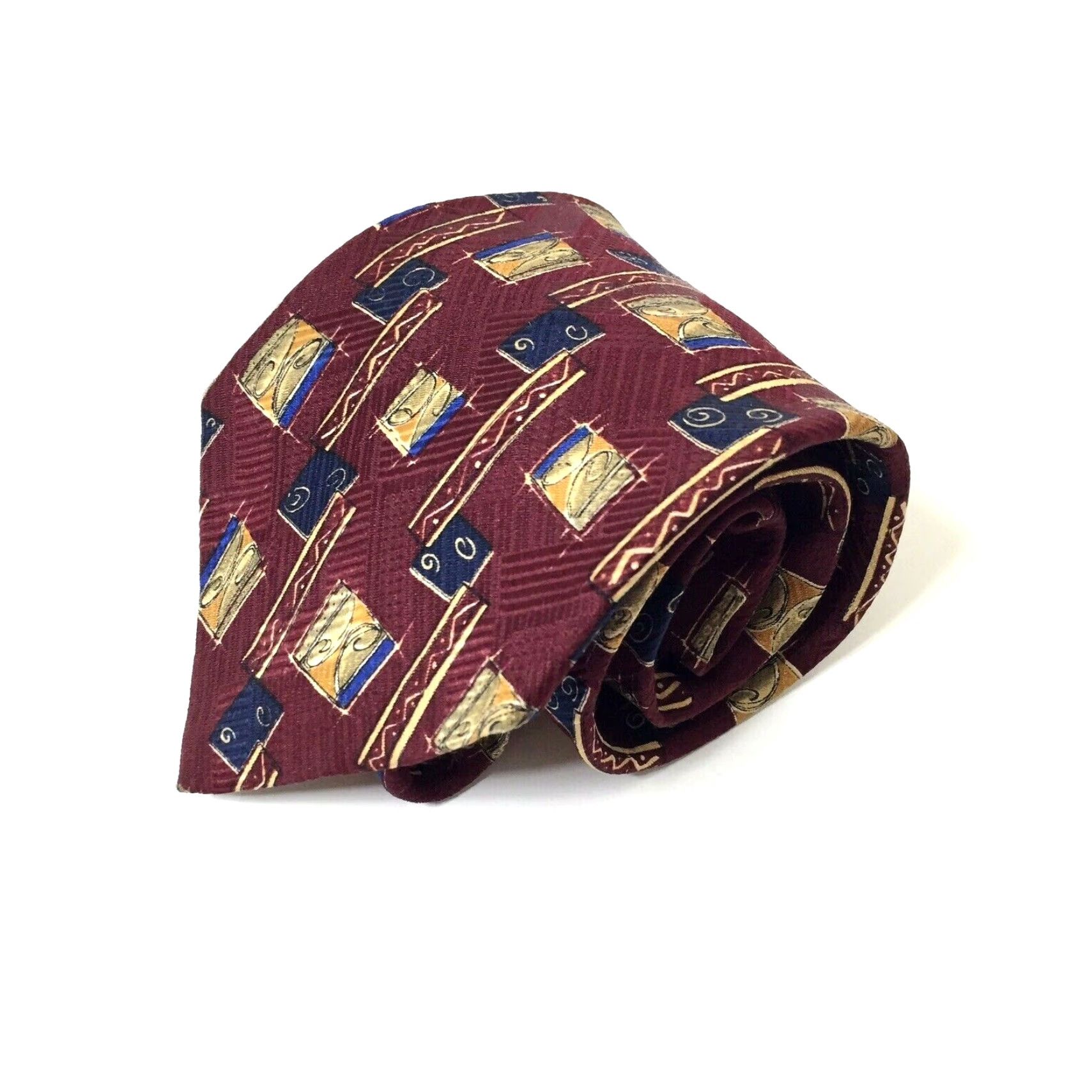 Robert Talbott Robert Talbott Necktie Red 100% Silk Geometric Mens Tie 65" long 4" wide Size ONE SIZE - 2 Thumbnail