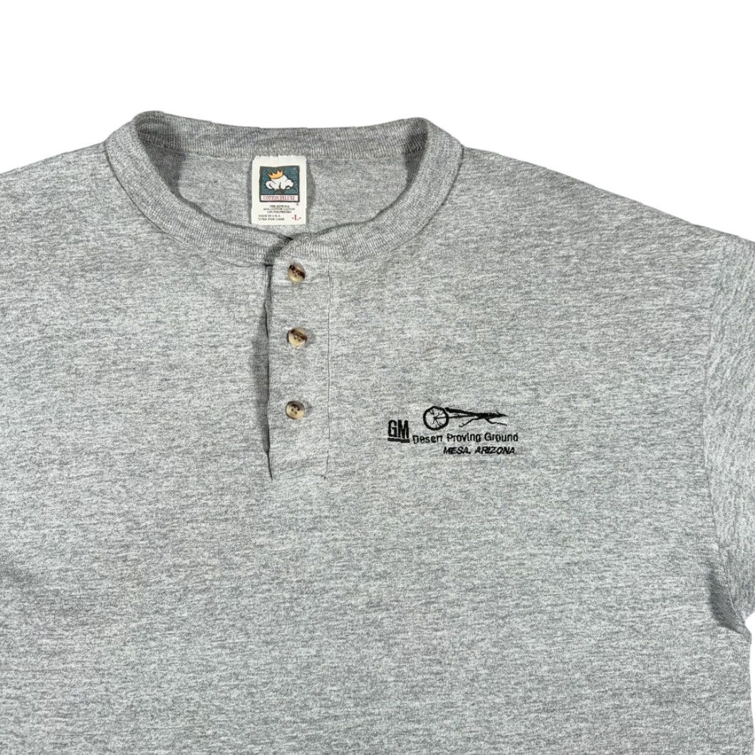 Vintage VINTAGE GM Desert Proving Ground Shirt Mens Large Gray Cotton Deluxe 90s USA Henley Logo Size US L / EU 52-54 / 3 - 2 Thumbnail