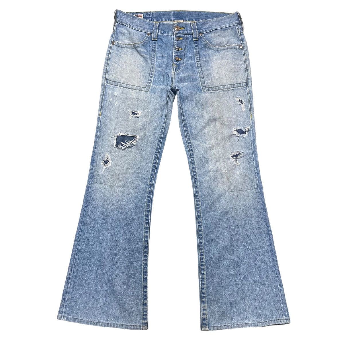 True Religion Vintage True Religion Distressed Denim Flare Jeans Size US 35 - 1 Thumbnail