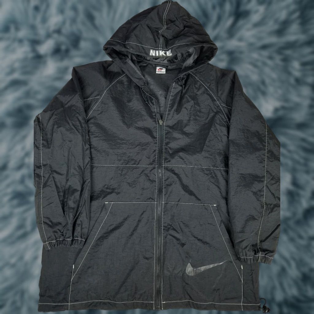 Nike VINTAGE Nike Air Windbreaker Hoodie Jacket XL Black 90s Logo Spell Out Mens Size US XL / EU 56 / 4 - 1 Thumbnail