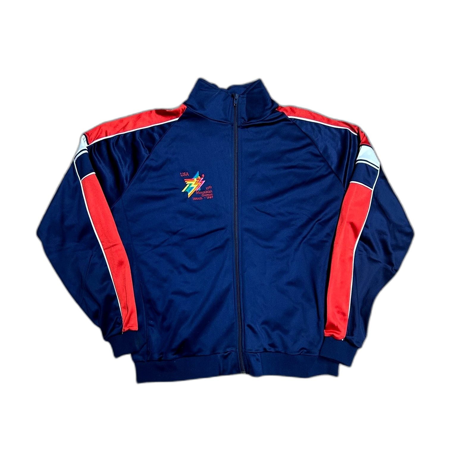 Dunlop Vintage 80's Dunlop USA Olympics Jacket Maccabiah XL Blue Size US XL / EU 56 / 4 - 1 Thumbnail