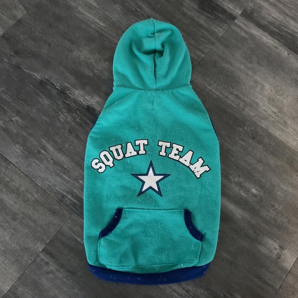 Designer Turquoise Squat Team TP SP17 Dog Hoodie Size ONE SIZE - 1 Thumbnail