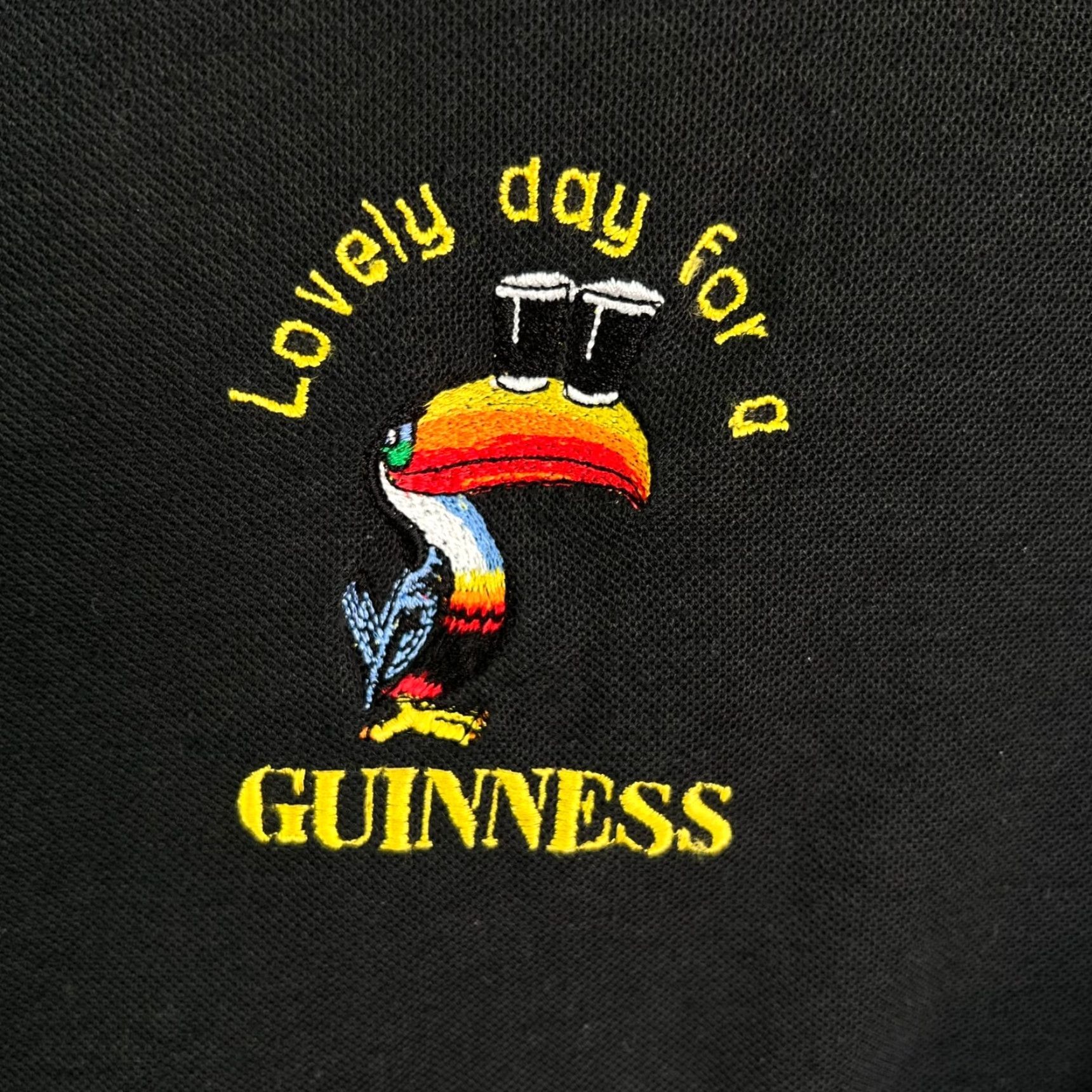 Vintage Guinness Polo Shirt Mens XL Black Embroidered Collared Short Sleeve Knit Cotton Blend Size US XL / EU 56 / 4 - 2 Thumbnail