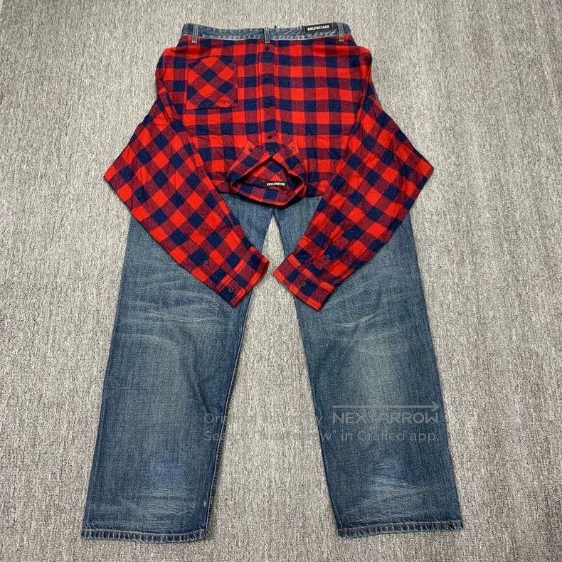 Balenciaga Balenciaga Patchwork Denim Wide-Leg Jeans. Size US 29 - 2 Thumbnail