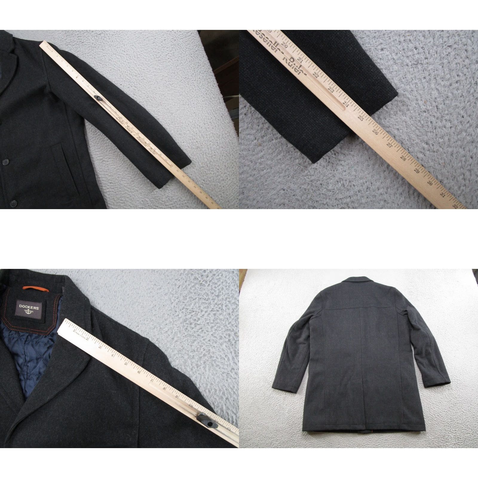 Dockers DOCKERS Jacket Overcoat Men L Wool Black Lined Button Casual Winter Fall 2+ items ship .99 Mens Size US L / EU 52-54 / 3 - 8 Thumbnail
