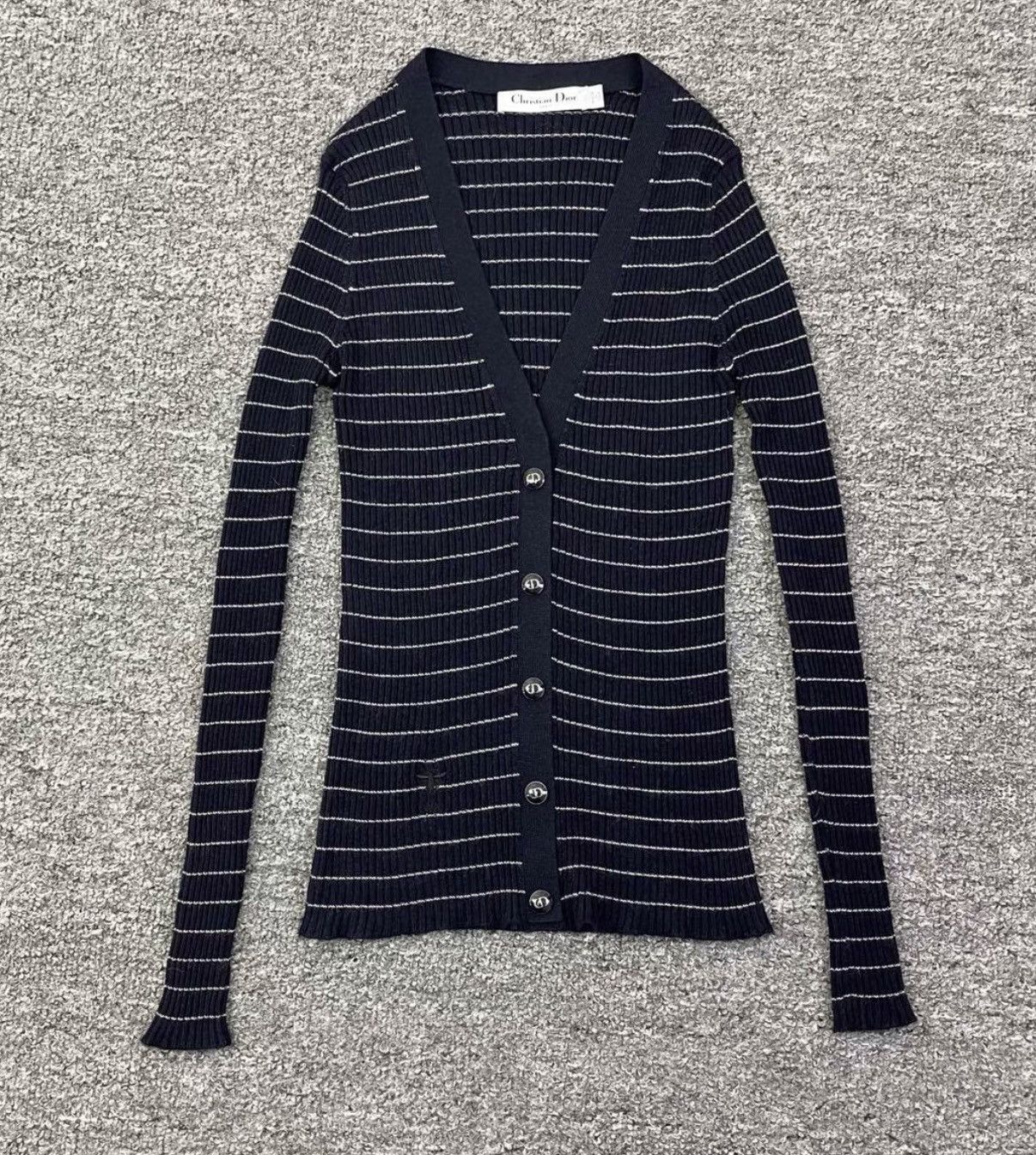Dior Dior Fine Stripe Bee Embroidered Knit Cardigan K12 Size XS / US 0-2 / IT 36-38 - 1 Thumbnail
