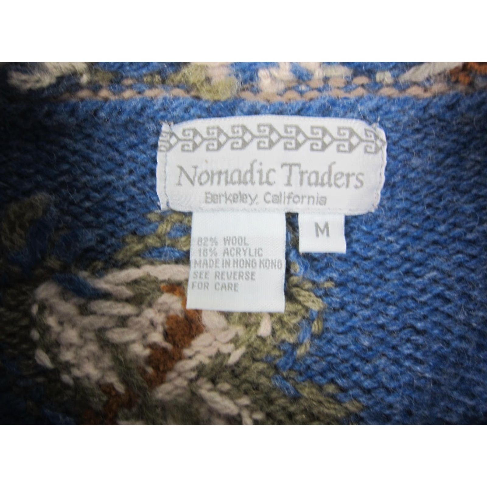 Vintage VINTAGE Nomadic Traders Sweater Womens Medium Blue Nordic Leaf Wool Knit 90s Pullover Crew Neck Open-Knit Size M / US 6-8 / IT 42-44 - 4 Thumbnail