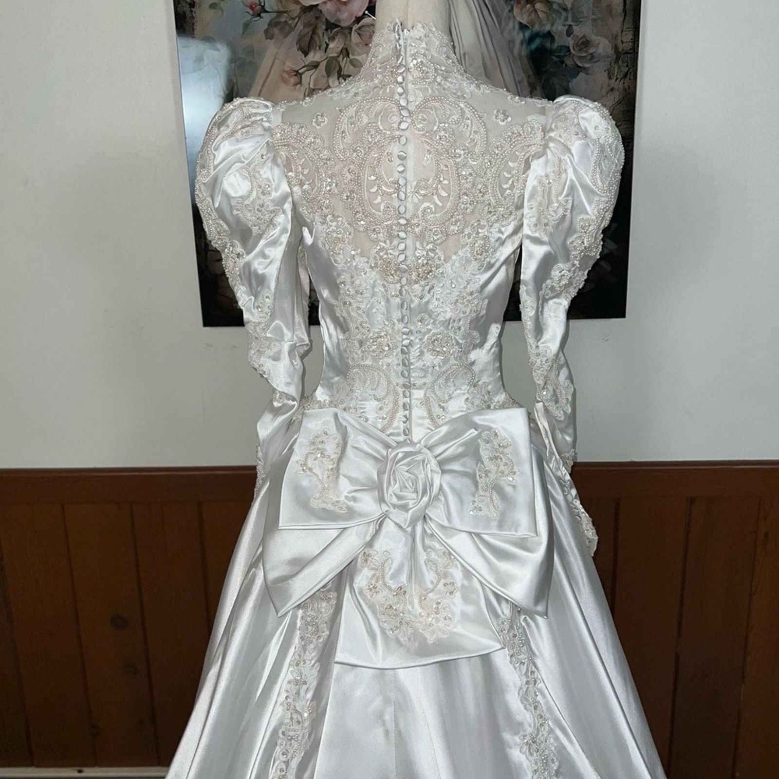Vintage Preserved Vintage 90s Eden Bridals Cathedral Wedding Gown! Size L / US 10 / IT 46 - 13 Thumbnail