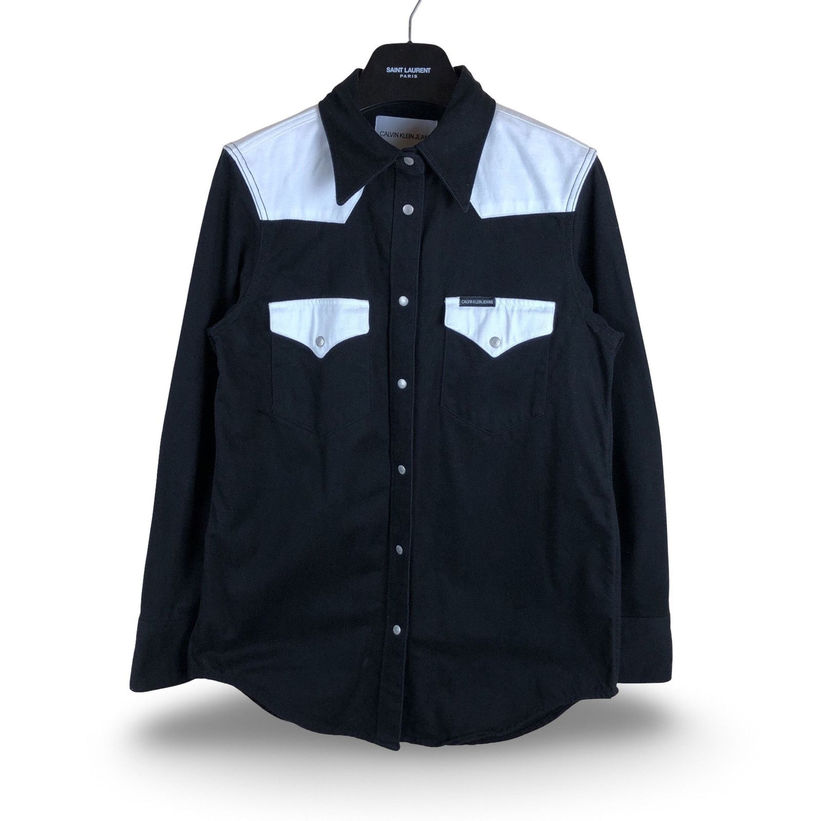 Calvin Klein × Raf Simons Raf Simons Era Calvin Klein Jeans Denim Shirt Black/White Size US M / EU 48-50 / 2 - 1 Thumbnail