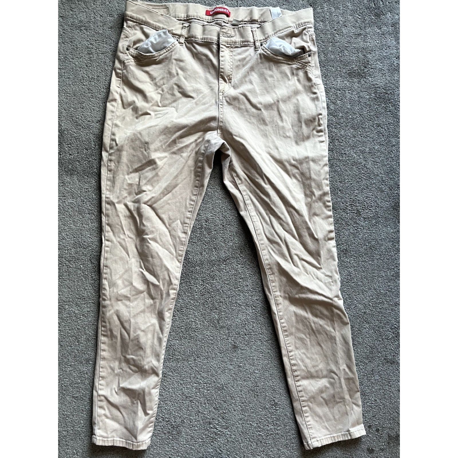Vintage VINTAGE UNIONBAY Juniors Pants Size 17 Skinny Beige Khaki Distressed Womens Size 38" / US 16 / IT 52 - 3 Thumbnail