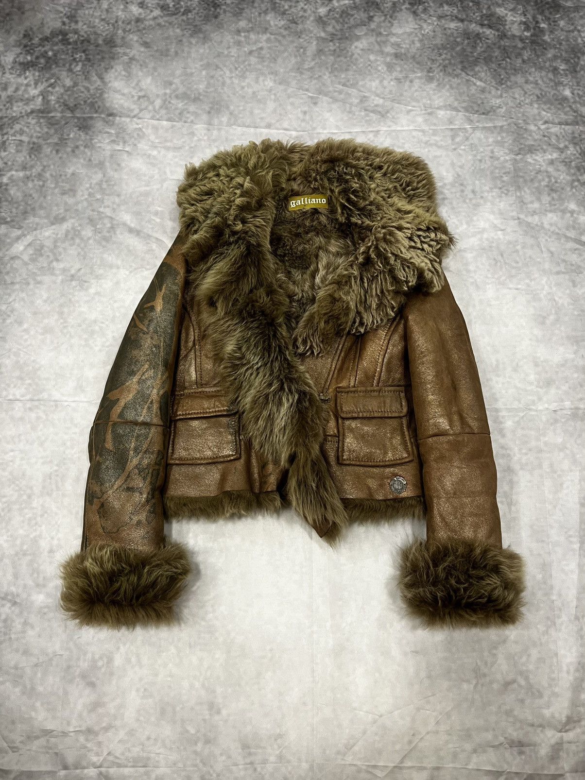 John Galliano Galliano FW2008 Sheepskin Leather Fur Jacket Size L / US 10 / IT 46 - 1 Thumbnail