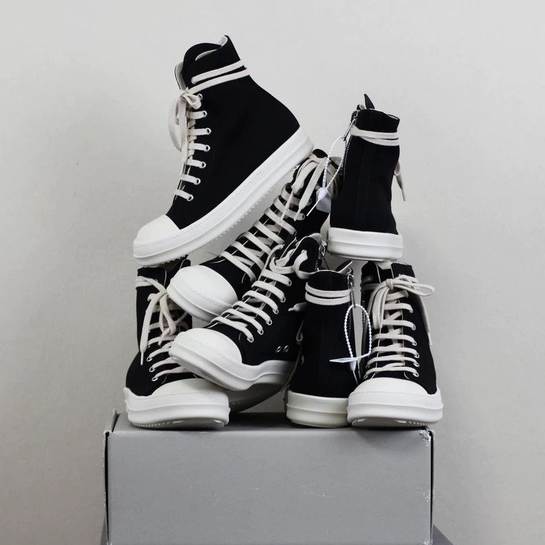 rick owens Double line canvas high-top classic big Converse
