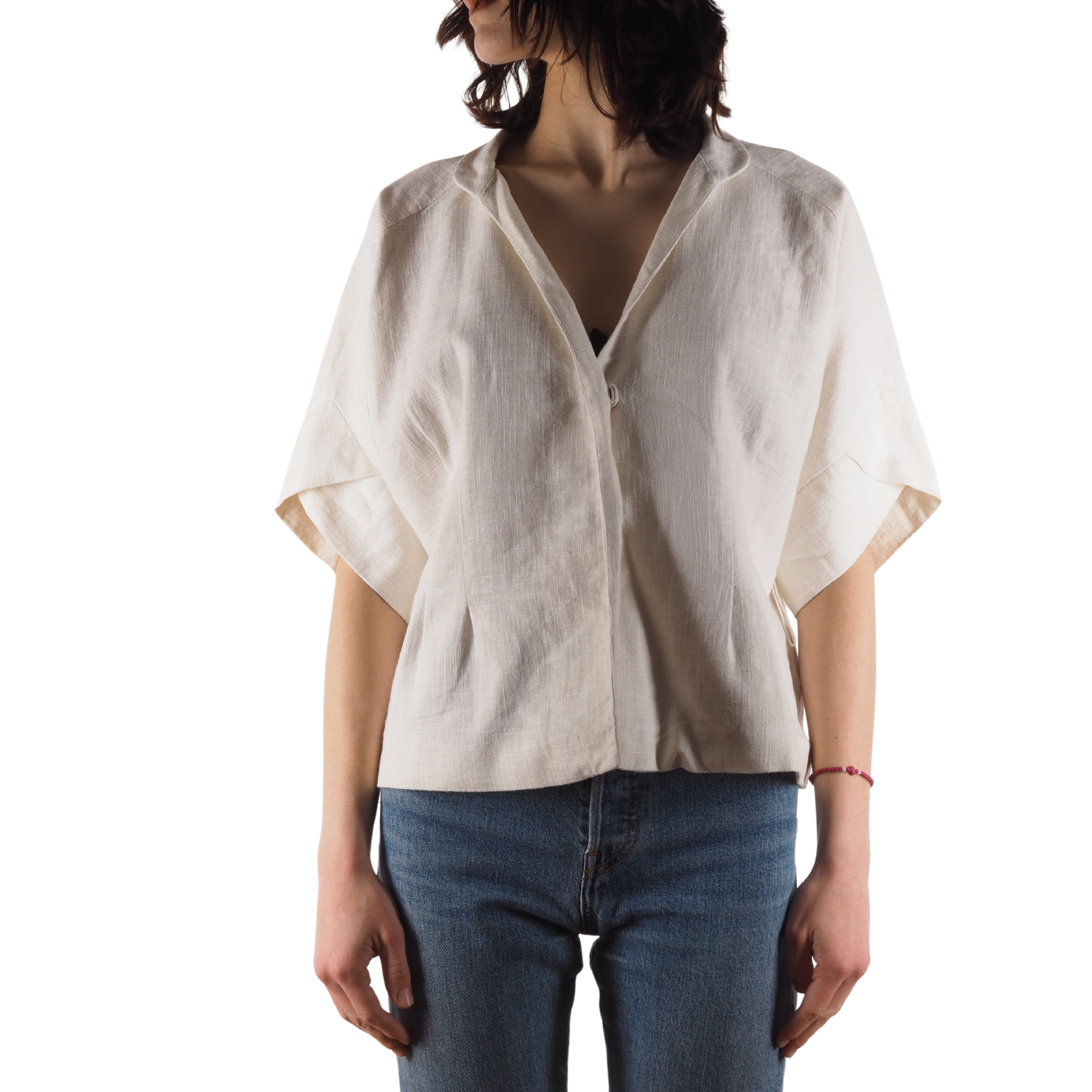 Stella McCartney STELLA MCCARTNEY Vintage Linen Ivory Cape Kimono Jacket Size S / US 4 / IT 40 - 1 Thumbnail