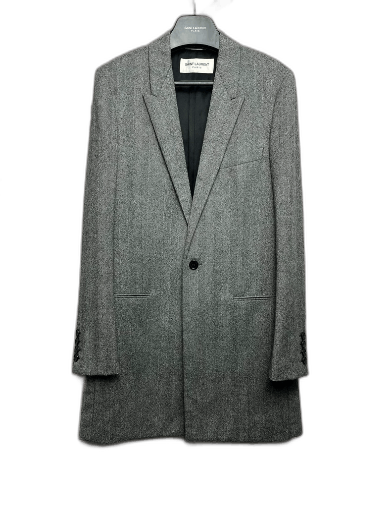 Saint Laurent Paris Saint Laurent Gray Houndstooth Wool Coat-2507 Size US L / EU 52-54 / 3 - 1 Thumbnail