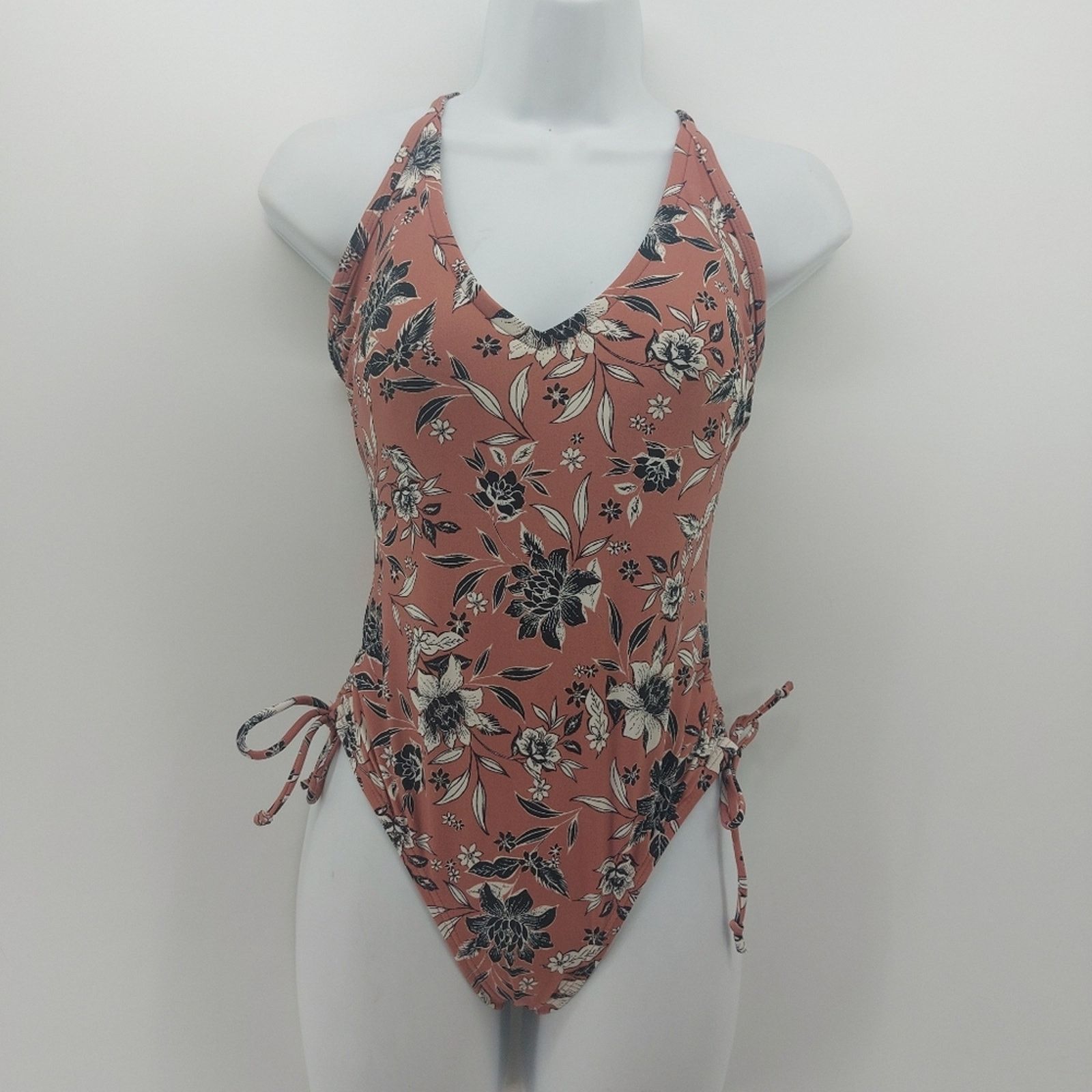 Other Kona Sol Women's Swimsuit Halter Top Floral Mauve Black Sz S Size S / US 4 / IT 40 - 1 Thumbnail