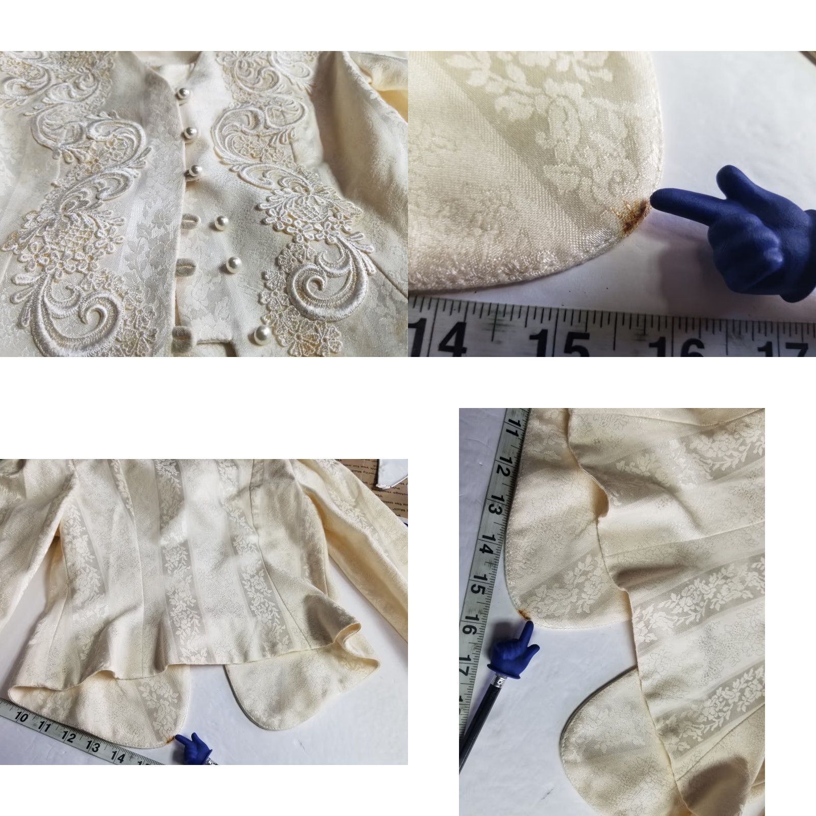 Vintage Cachet By Bari Protas 2 Piece Lace Top Skirt Blazer Set Pink 1980s Victorian Formal Party Wedding Size 3-4/13 Womens Size XL / US 12-14 / IT 48-50 - 9 Thumbnail