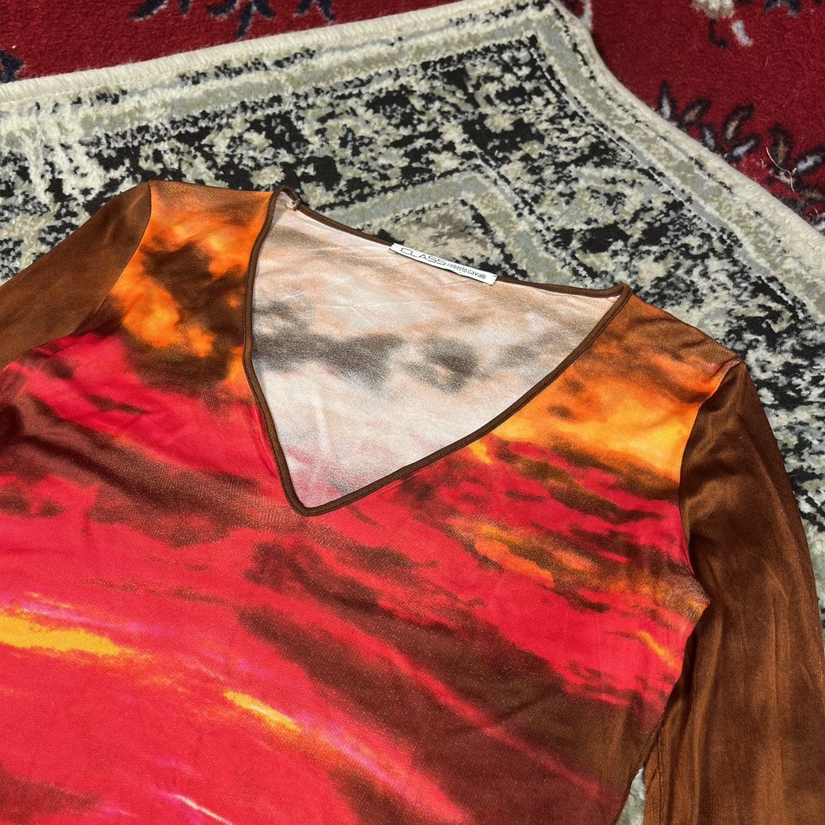 Roberto Cavalli Class Roberto Cavalli Sunset Print Mesh Top Y2K Designer Size S / US 4 / IT 40 - 5 Thumbnail