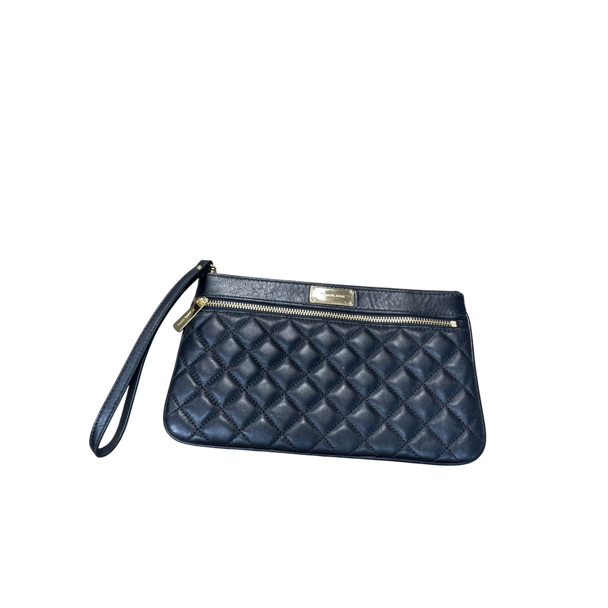 Michael Kors Michael Kors womans Black Quilted Leather Wristlet Clutch Ha Size ONE SIZE - 1 Thumbnail