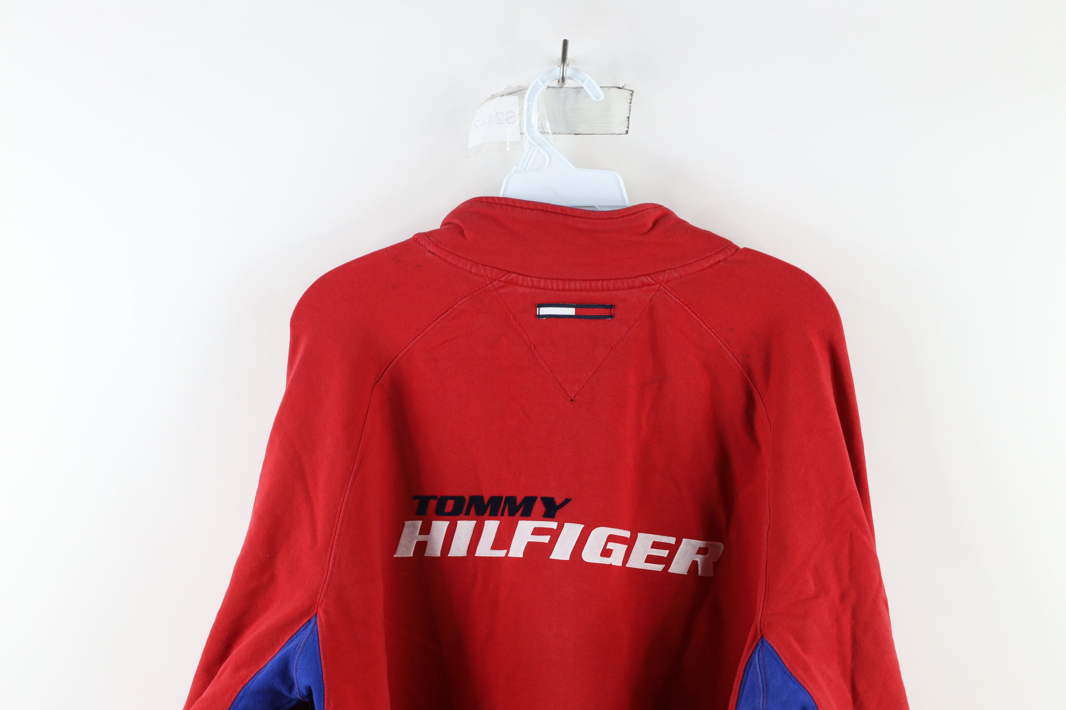 Tommy Hilfiger × Vintage Vintage 90s Tommy Hilfiger Out Big Logo Half Zip Sweater Size US XXL / EU 58 / 5 - 16 Thumbnail