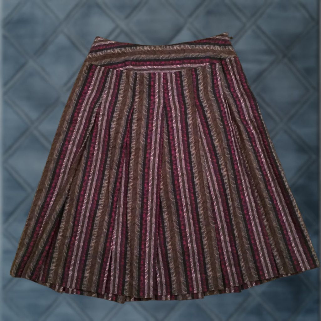 Pinko Apostrophe Skirt Midi Lined A-Line Purple Pink Striped Size 4 Women Cotton Regular Vintage No Size 27" / US 4 / IT 40 - 1 Thumbnail