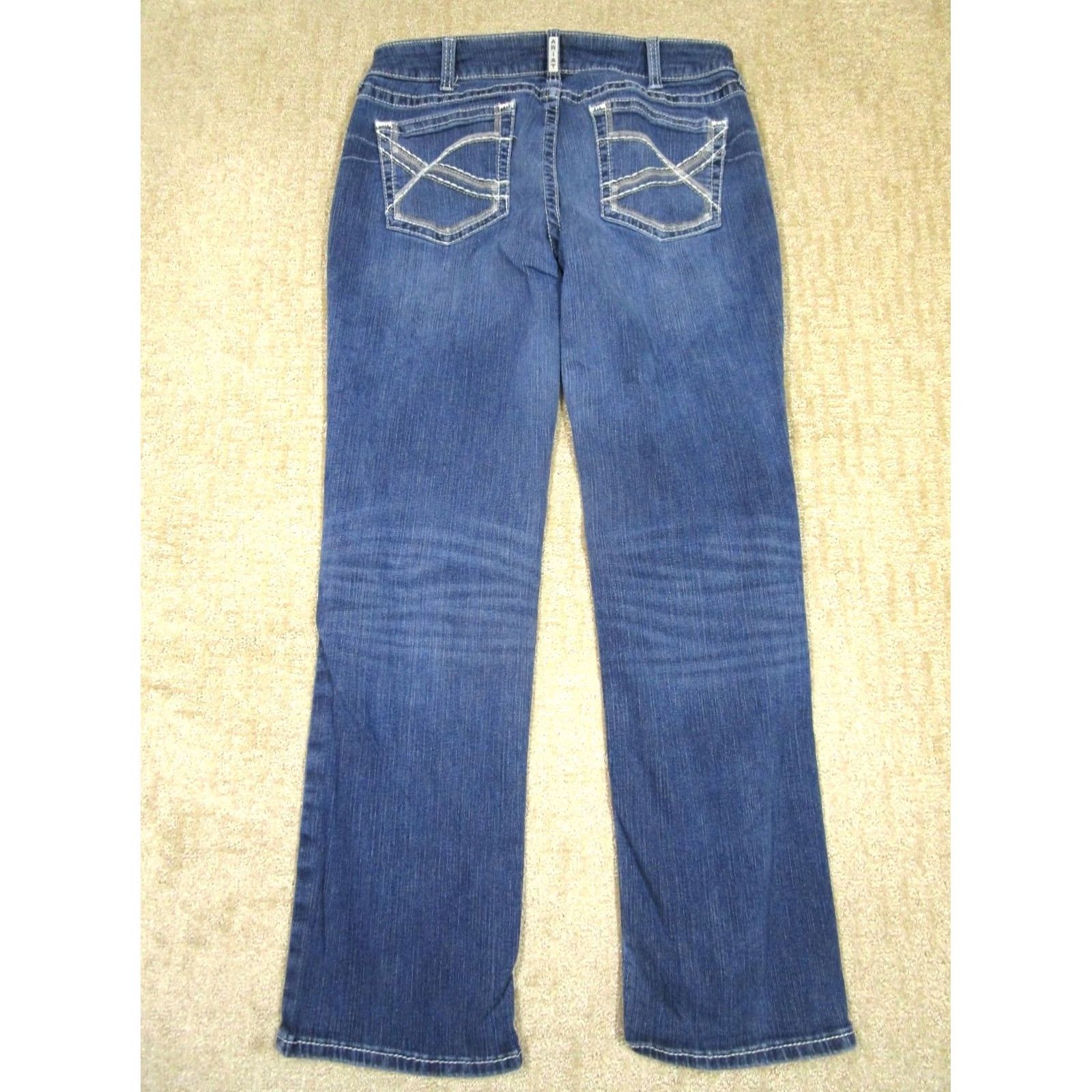 Ariat Ariat Jeans Women 34 Dark Blue Straight Mid Rise Denim Cowboy Logo 5-Pocket Regular Fit Pants Shoes? Size 24" / US 00 / IT 34 - 3 Thumbnail