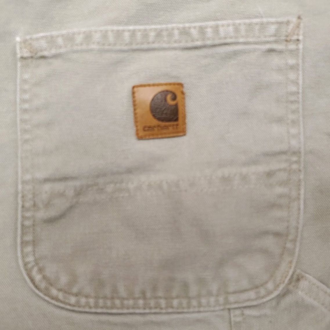 Carhartt Carhartt Shorts Mens 42 Khaki Canvas Carpenter Cargo Suspender Buttons B25 DES Mens 42 Khaki Canvas Carpenter Cargo Shorts with Suspender Buttons Size US 42 / EU 58 - 6 Thumbnail