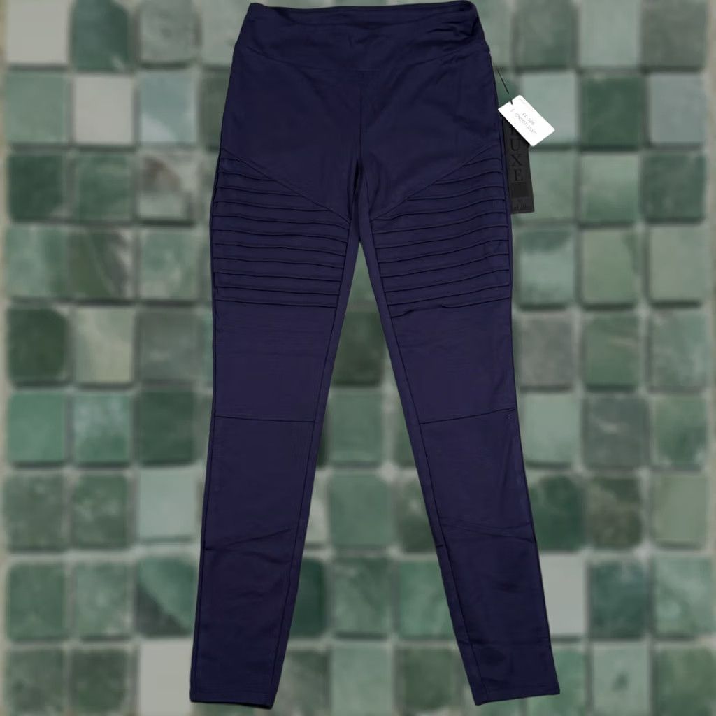 Vintage LuLaRoe Luxe Moto Leggings Navy Blue Ankle Women S High Rise Mid Ribbed Jersey Yoga Gym Activewear Size 28" / US 6 / IT 42 - 1 Thumbnail
