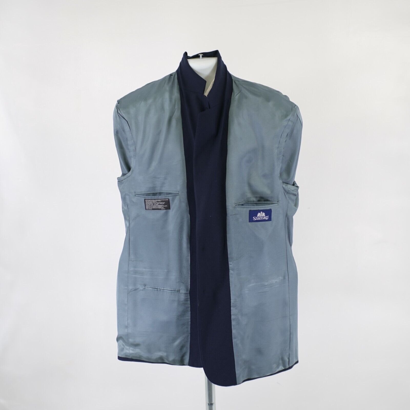 Stafford Stafford Worsted Wool Blend Blue 2 Gold Button 44L / Slim 46 Size 44L - 12 Thumbnail