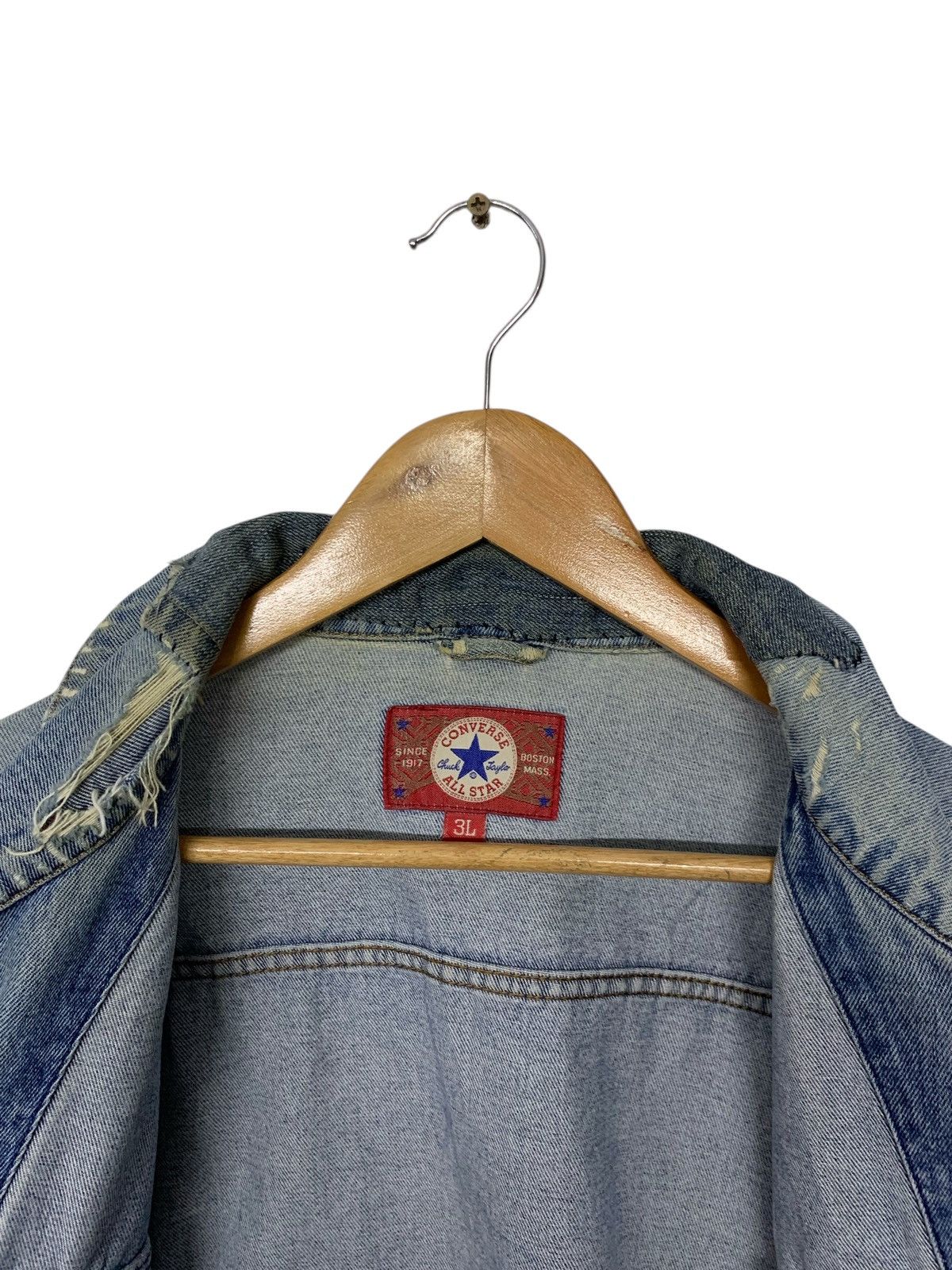 Converse × Vintage Vintage 90's Distressed Converse Jeans Jacket Size US XL / EU 56 / 4 - 8 Thumbnail