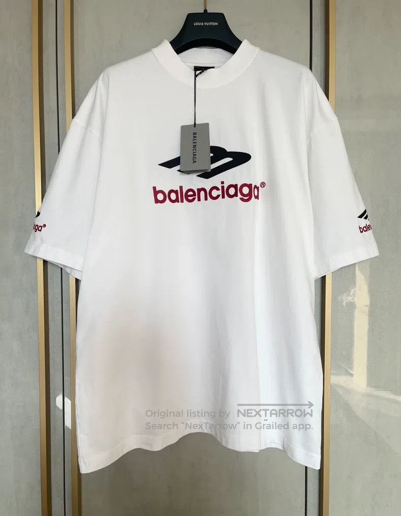 Balenciaga Balenciaga Embroidered Logo White T-Shirt Size US L / EU 52-54 / 3 - 1 Thumbnail