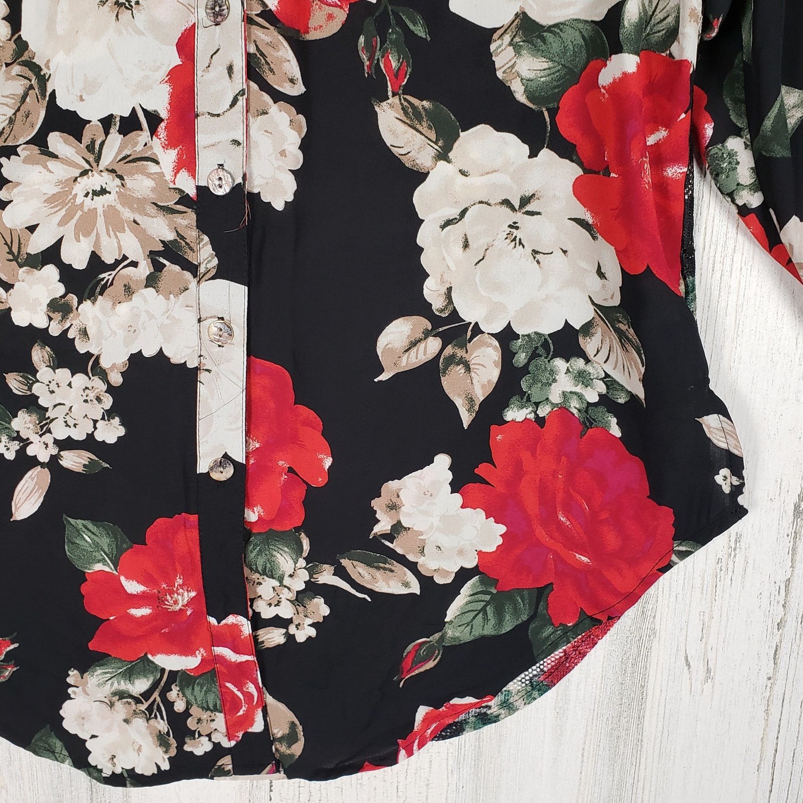 Other Fig + Flower Floral Long Sleeve Button Down Petite Medium PM Size M / US 6-8 / IT 42-44 - 4 Thumbnail