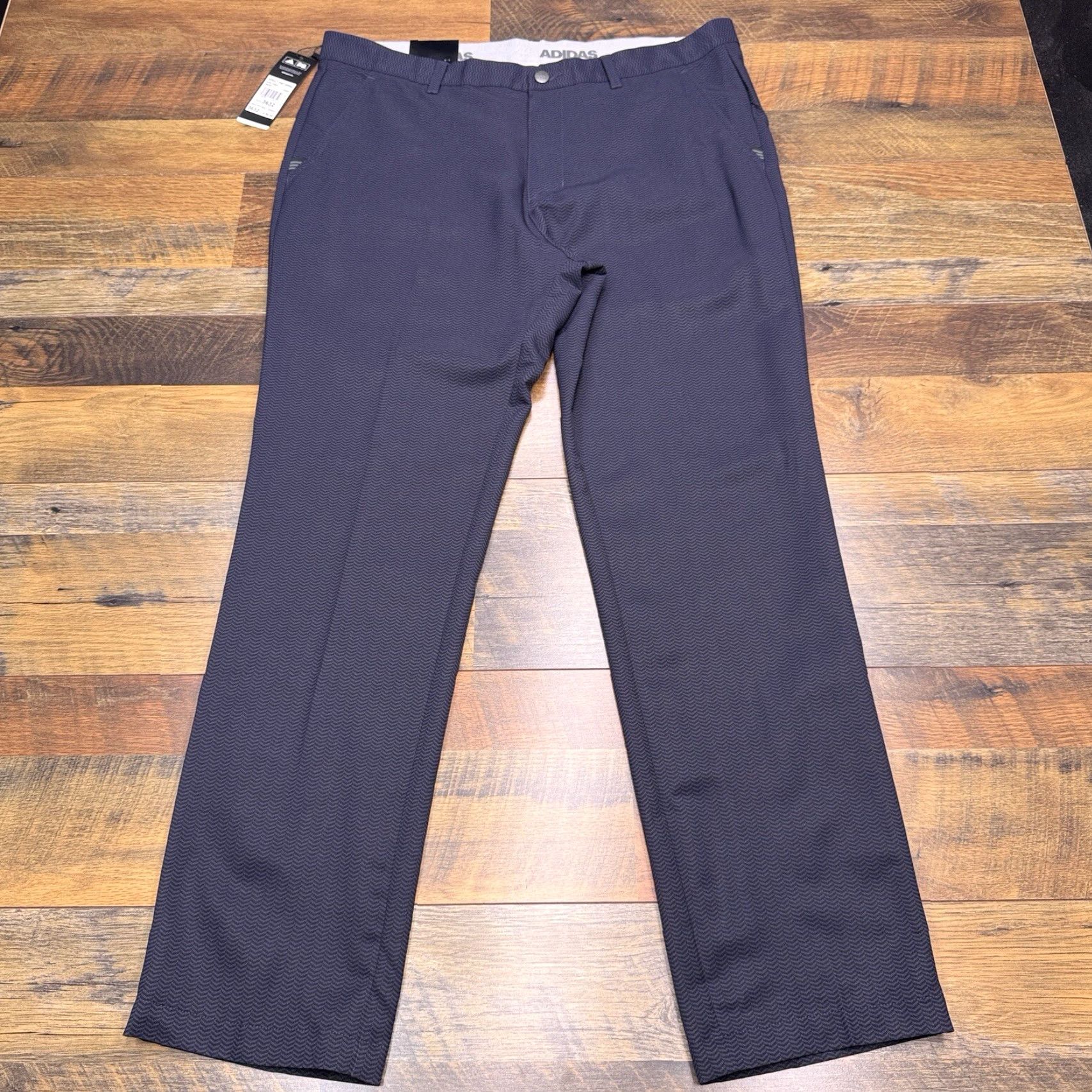 Adidas Adidas Pants Mens 36x32 Blue Herringbone Mid Rise Stretch Chino Relaxed Fit Travel Casual Straight NWT Size US 36 / EU 52 - 2 Thumbnail