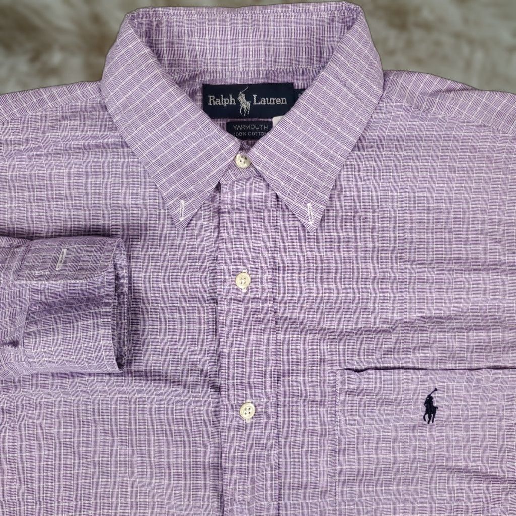 Ralph Lauren Ralph Lauren Shirt Mens 16 Purple Plaid Dress Button-Down Long Sleeve Casual Business Classic 90s Mens Size 42R - 1 Thumbnail
