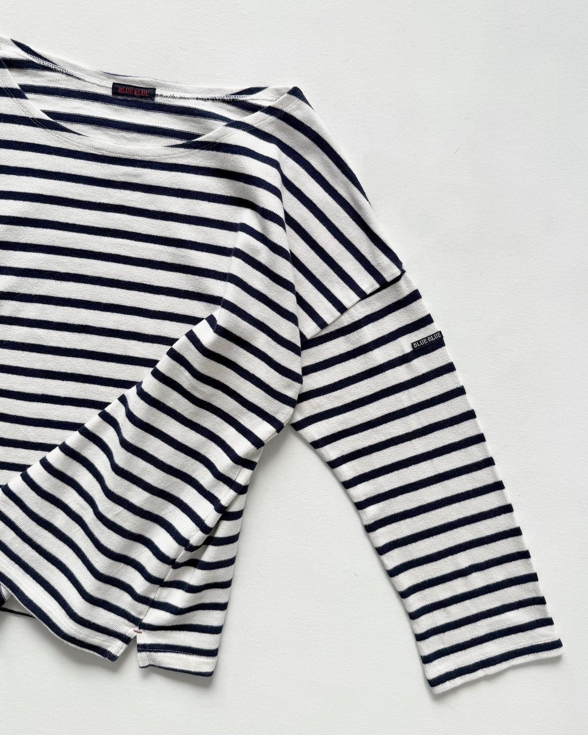 Blue Blue Japan BLUE BLUE BRETON NAVY OVERSIZE CROPPED SHIRT Size L / US 10 / IT 46 - 10 Thumbnail