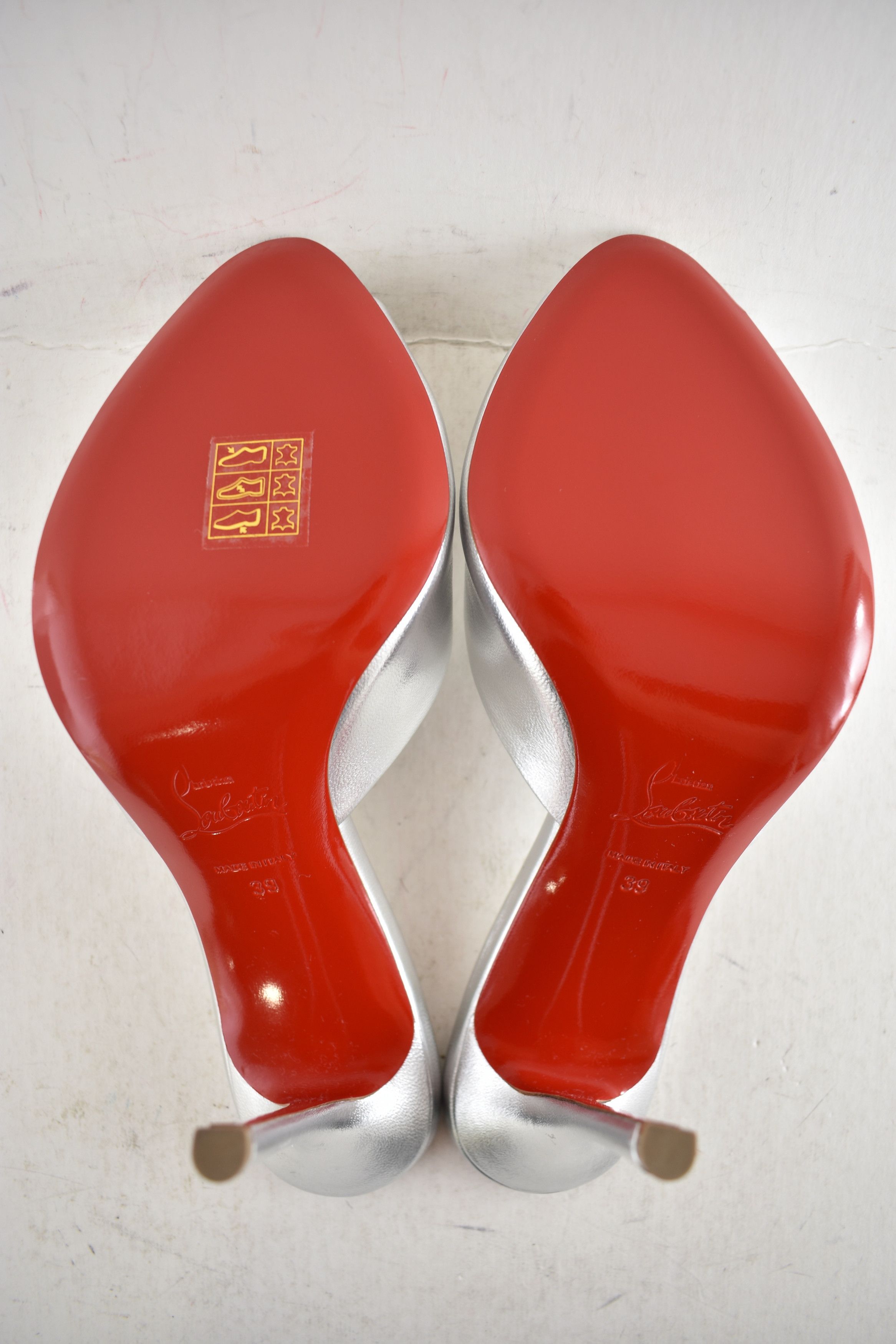 Christian Louboutin Me Dolly 100 Silver Nappa Backless Sandal Mule Heel Pump 39 Size US 9 / IT 39 - 15 Thumbnail