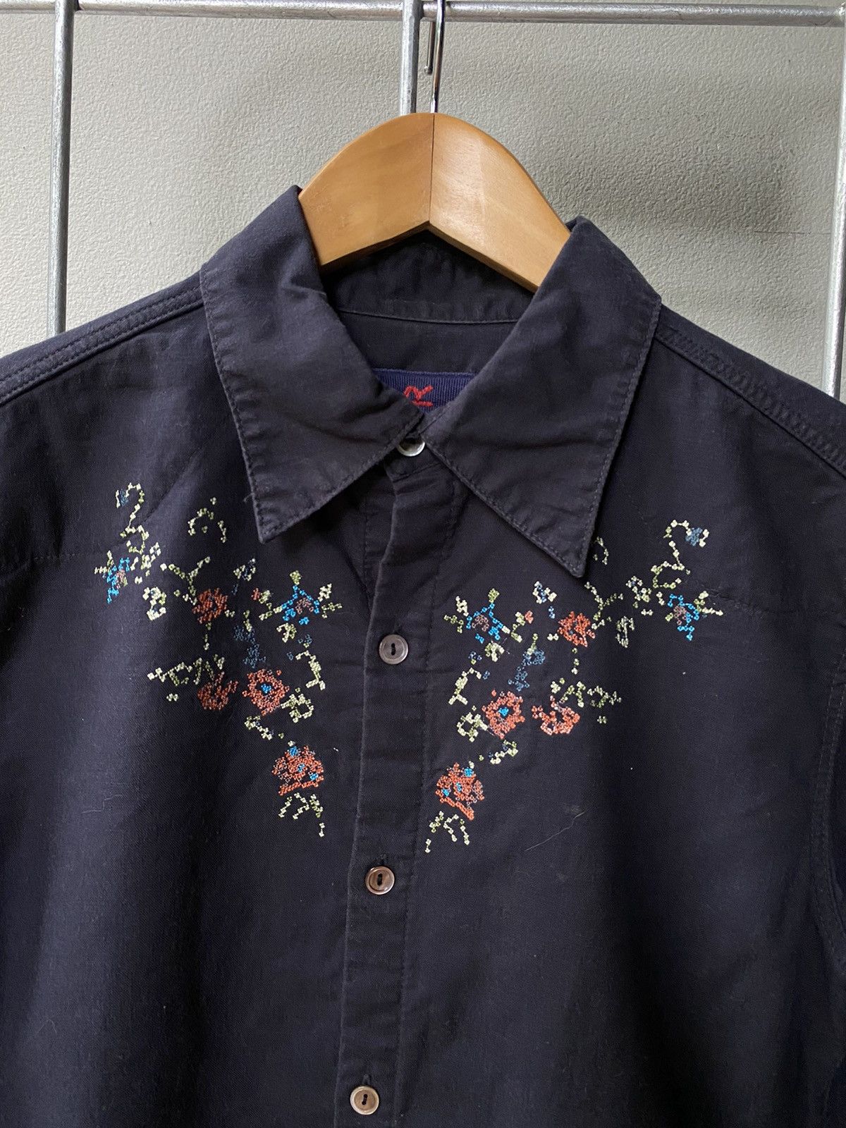 45rpm 45 RPM floral Cross stitch embroidered shirt Size XS / US 0-2 / IT 36-38 - 3 Thumbnail