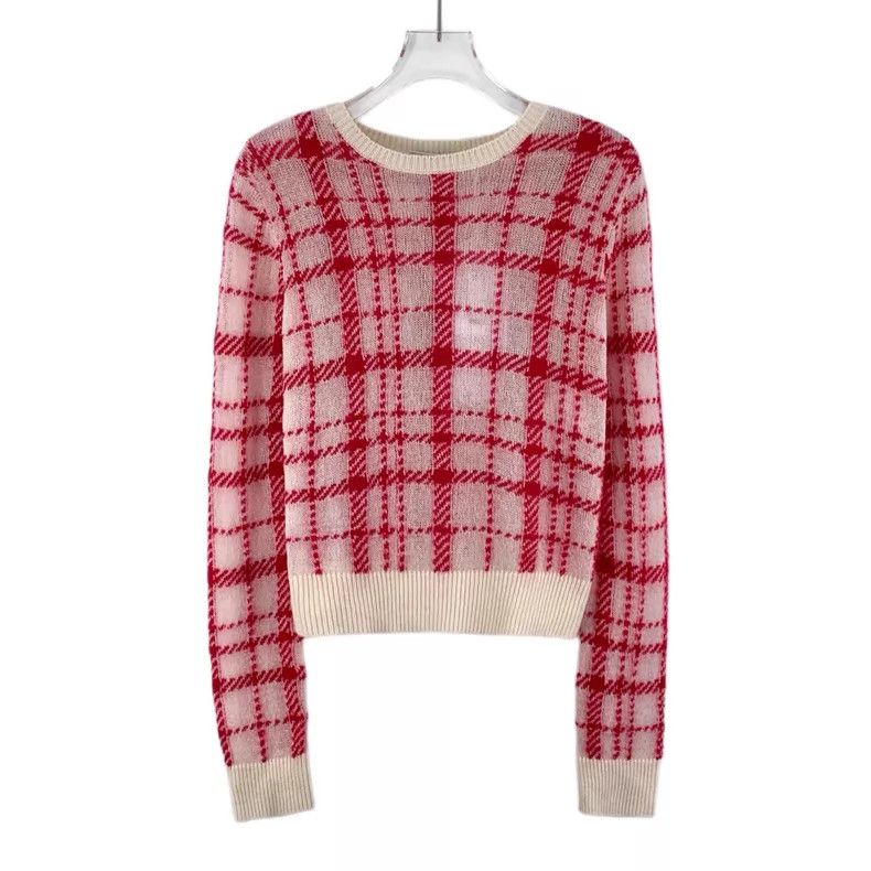 Dior Dior Colour-blocked plaid Mohai wool round-neck long-sleev Size XS / US 0-2 / IT 36-38 - 1 Thumbnail