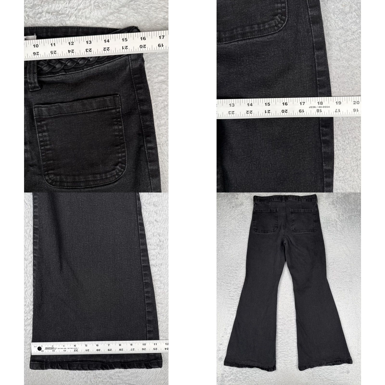 Vintage Celebrity Pink Jeans Juniors 15/32 Flare Denim Gray Charcoal Stretch 30x30 Size 36" / US 14 / IT 50 - 9 Thumbnail