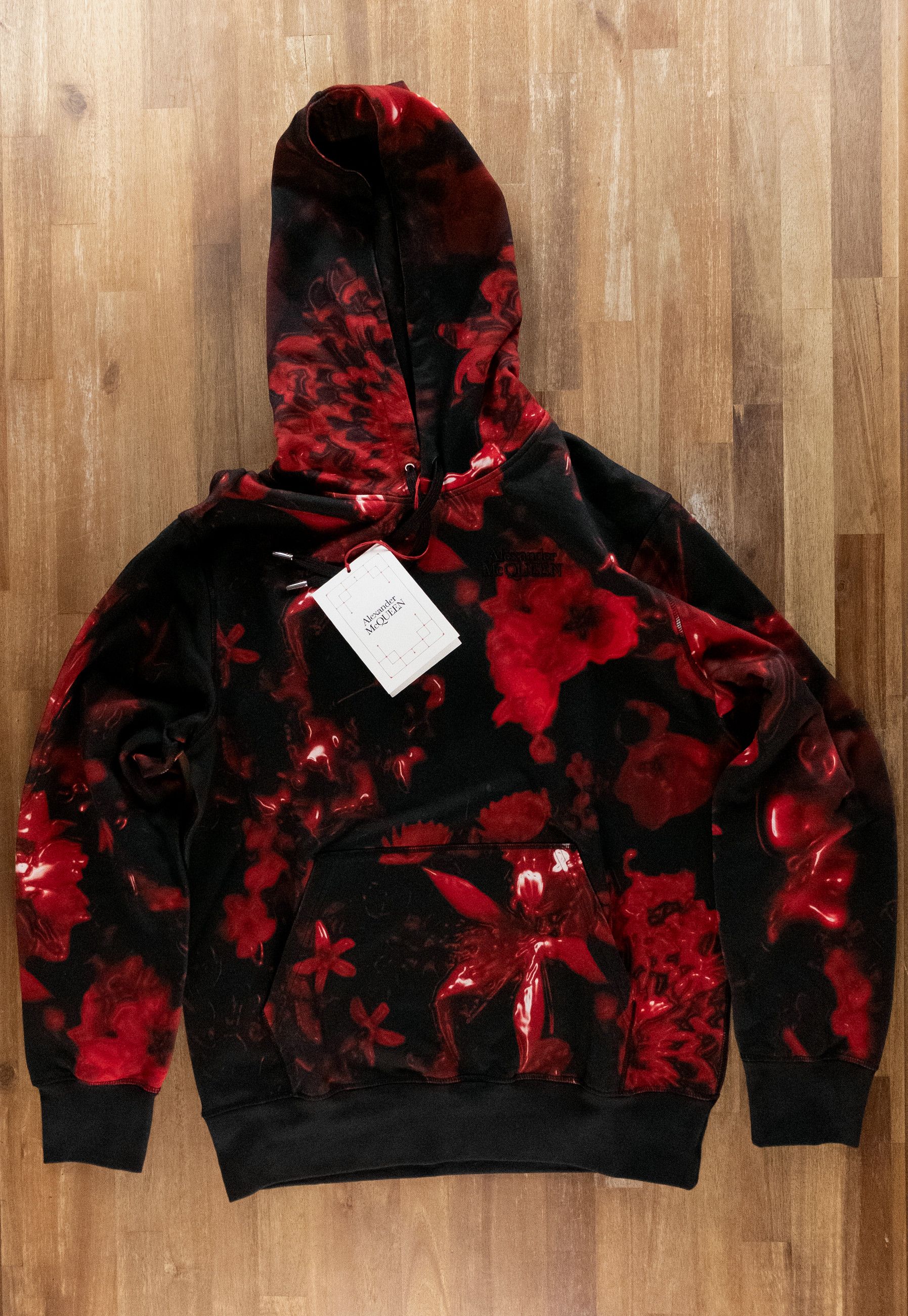 Alexander McQueen ALEXANDER MCQUEEN black & red Wax Floral hoodie sweatshirt Size US M / EU 48-50 / 2 - 1 Thumbnail