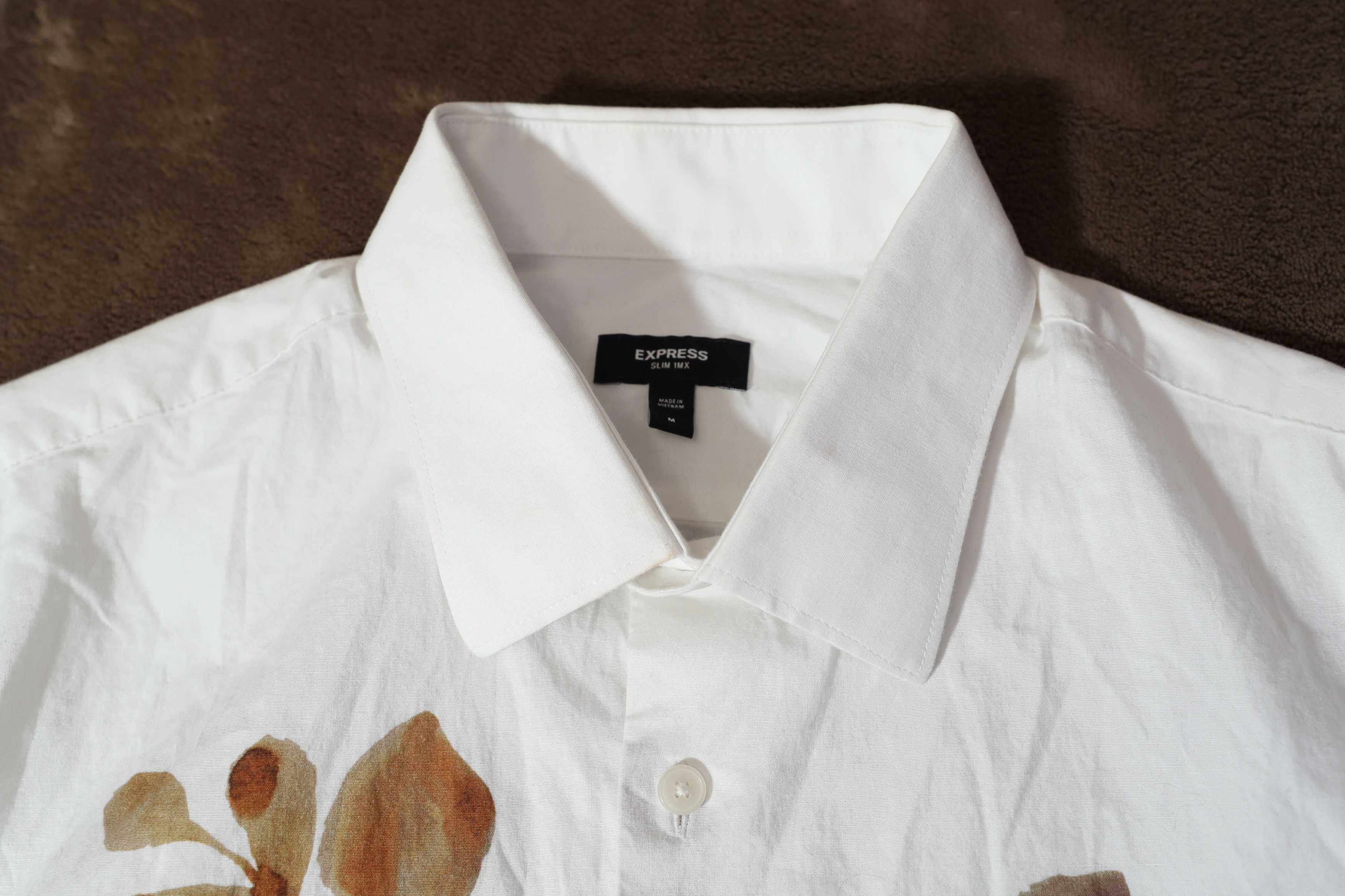 Express Express Slim Floral Graphic Stretch 1Mx Dress Shirt (M) Size US M / EU 48-50 / 2 - 8 Thumbnail
