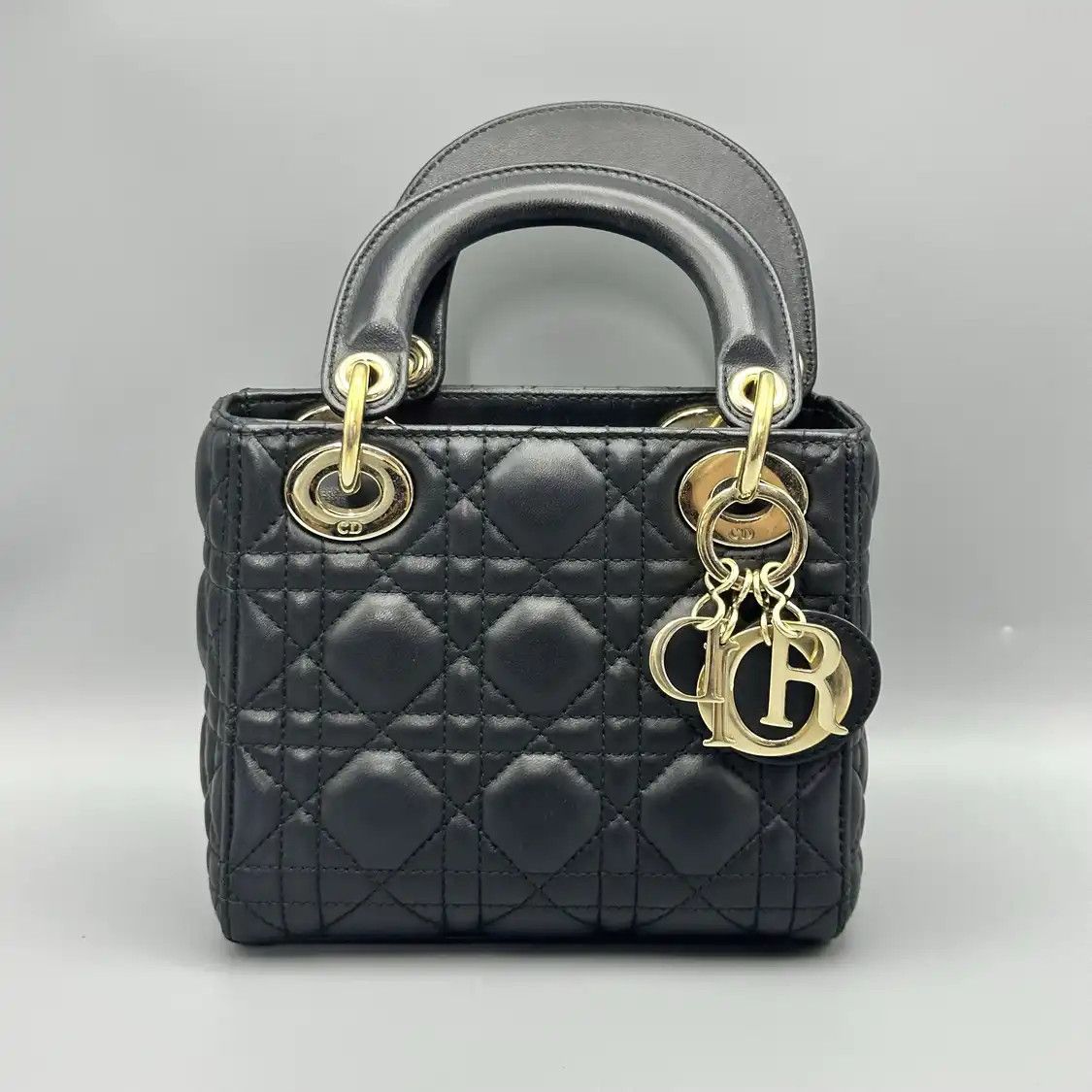 Dior DIOR Lady Dior mini black sheepskin rattan plaid quilted Lady mini shoulder bag Size ONE SIZE - 1 Thumbnail