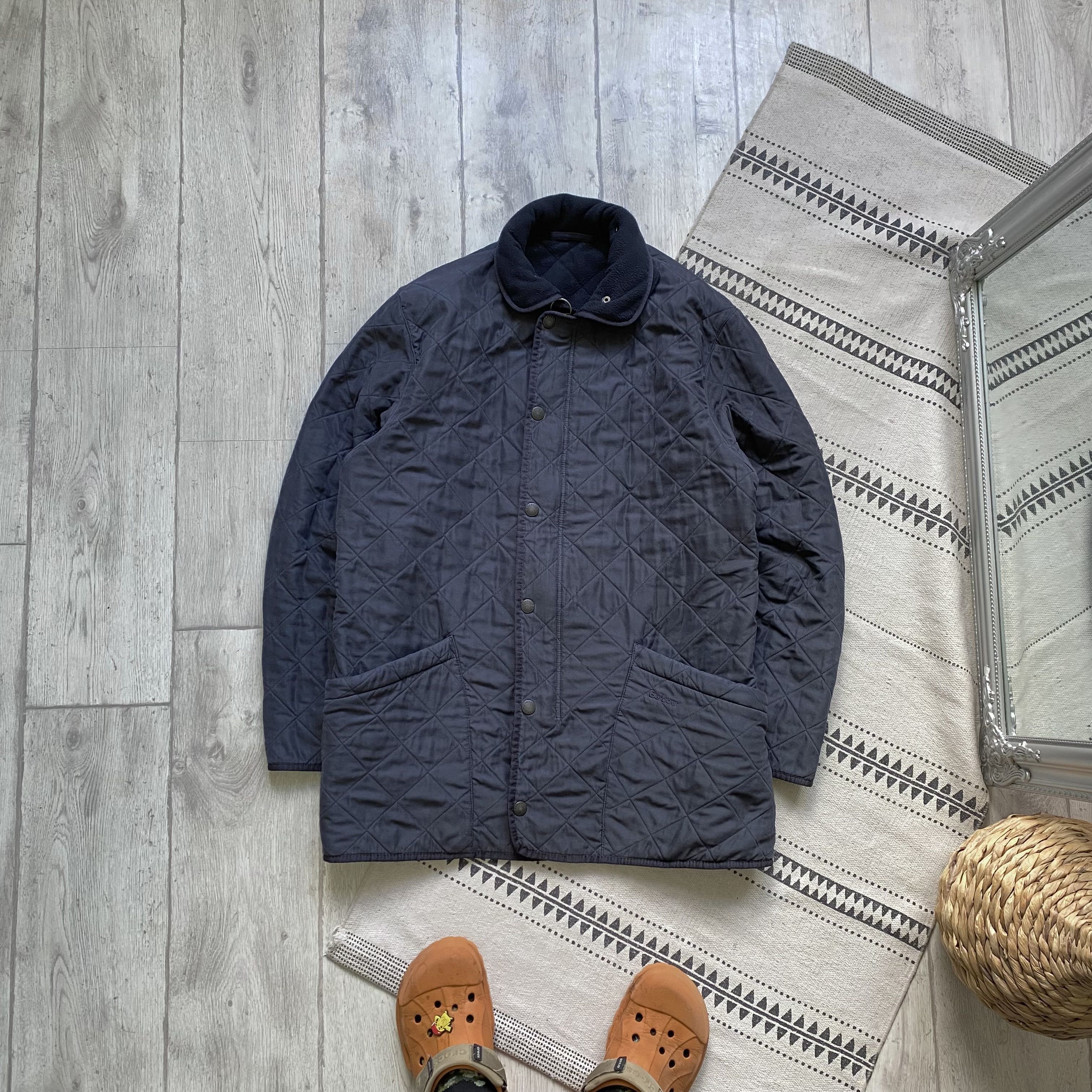 Barbour Vintage Barbour Quilted jacket Fleece lining Y2K Dark Navy Size US L / EU 52-54 / 3 - 1 Thumbnail