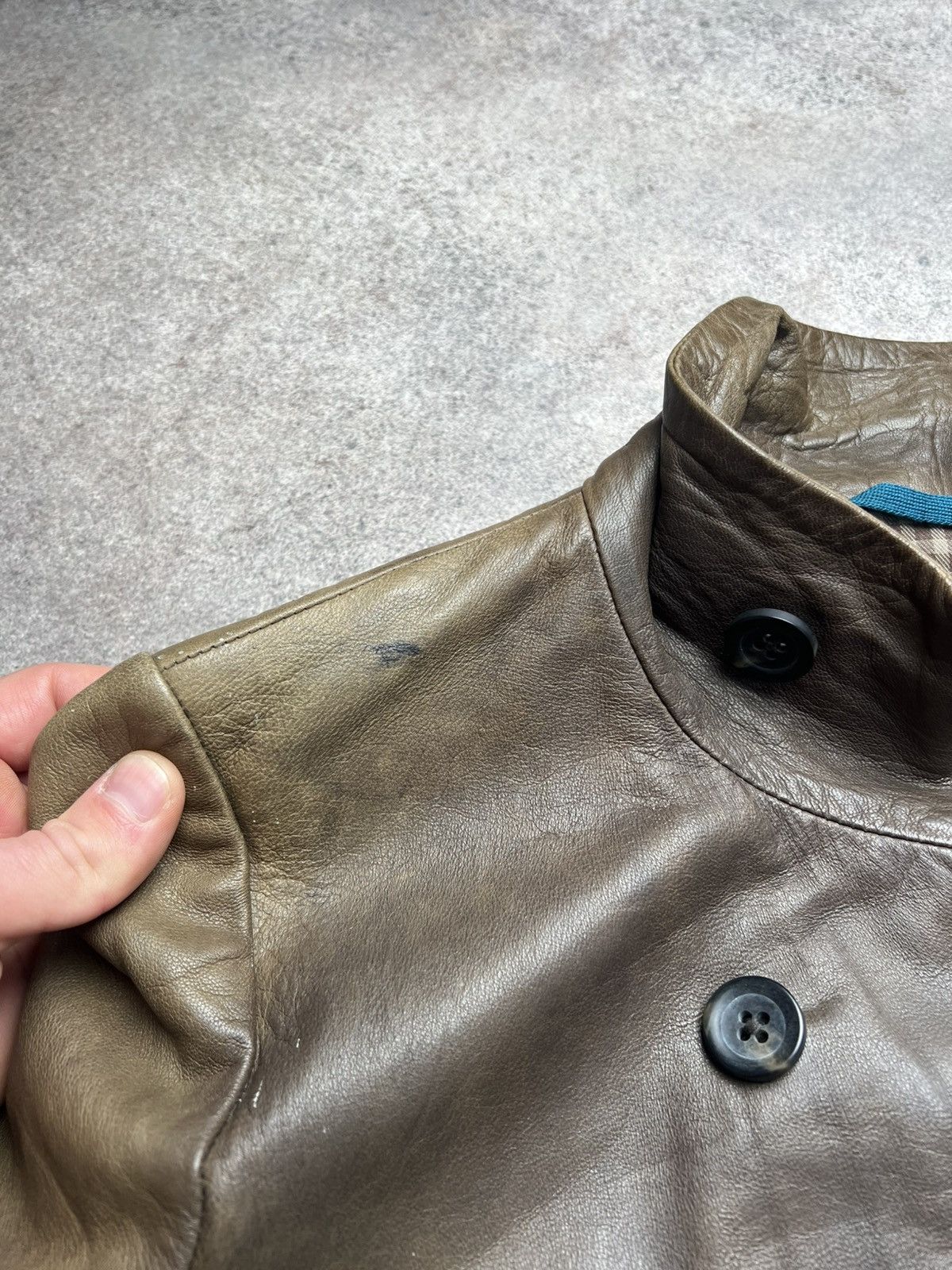 Japanese Brand × Vintage Vintage washed obscur style leather coat Size M / US 6-8 / IT 42-44 - 8 Thumbnail